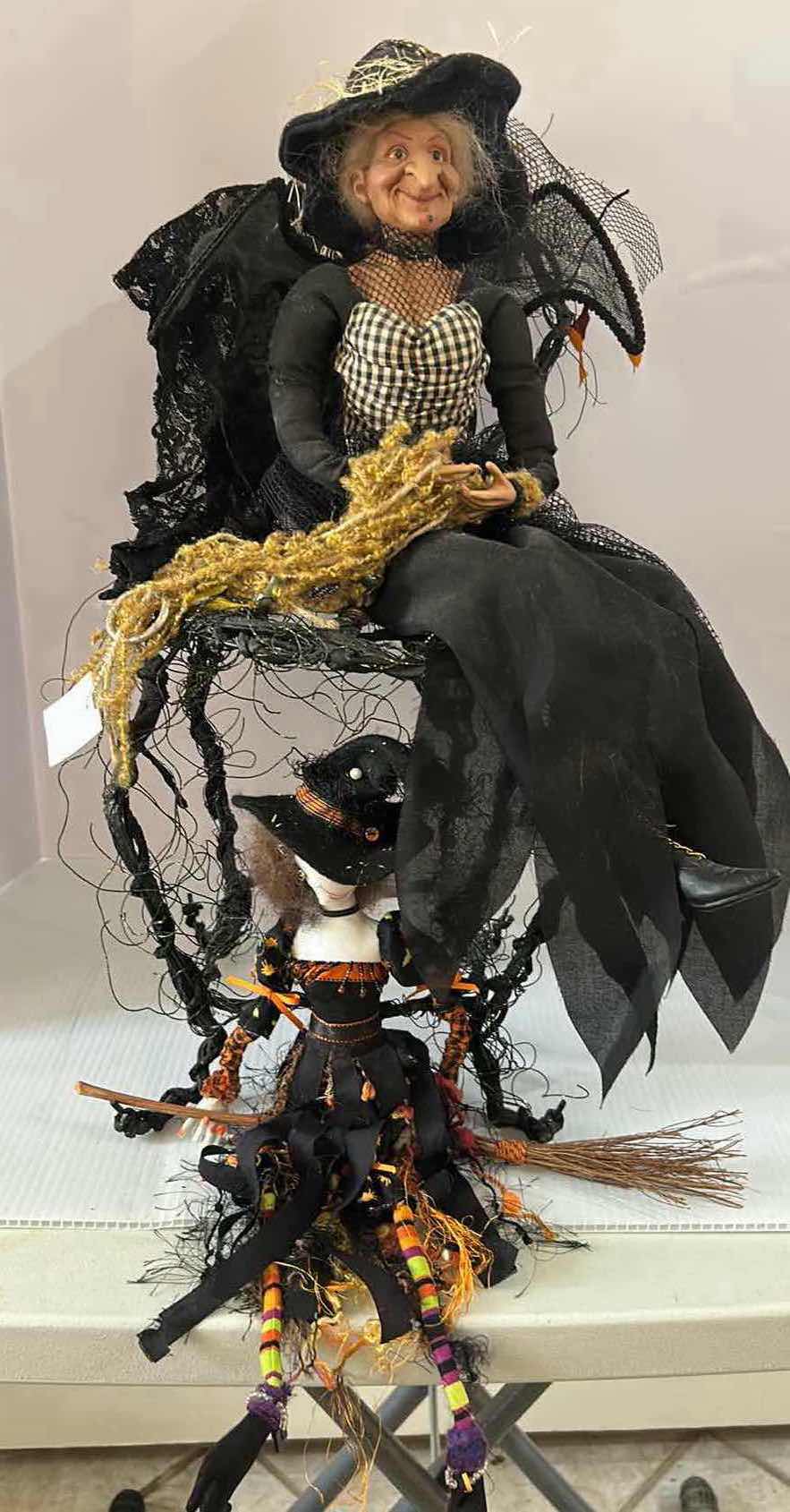 Photo 1 of HALLOWEEN WITCH ON A CHAIR H 24” AND SMALL WITCH W BROOM