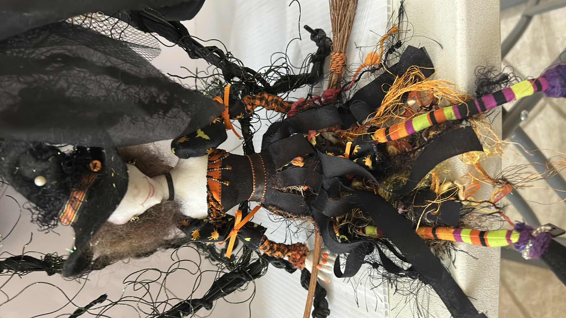 Photo 1 of HALLOWEEN WITCH ON A CHAIR H 24” AND SMALL WITCH W BROOM
