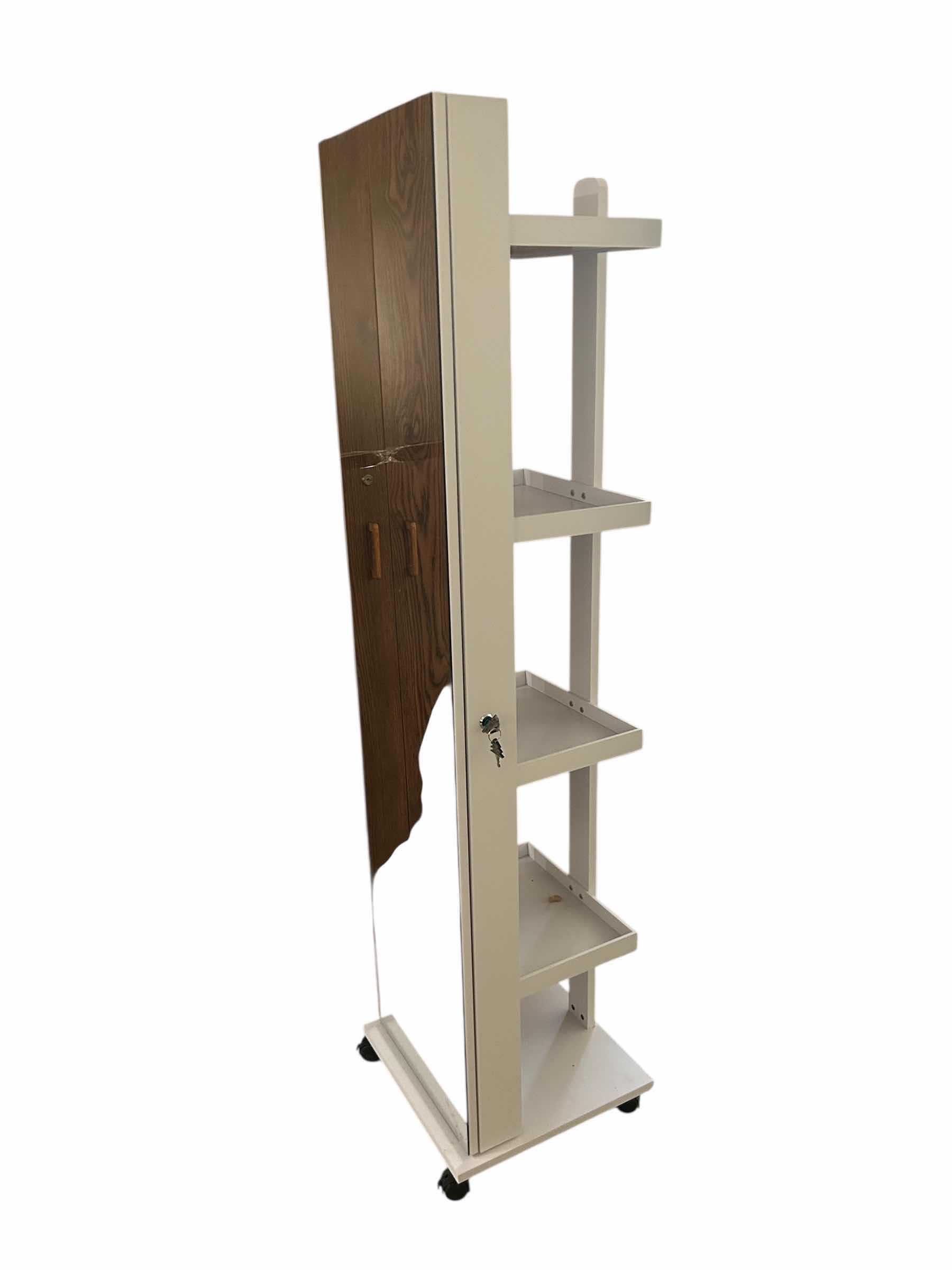 Photo 1 of ROTATING JEWELRY MAKEUP CADDY W MIRROR CABINET ON WHEELS H 64”