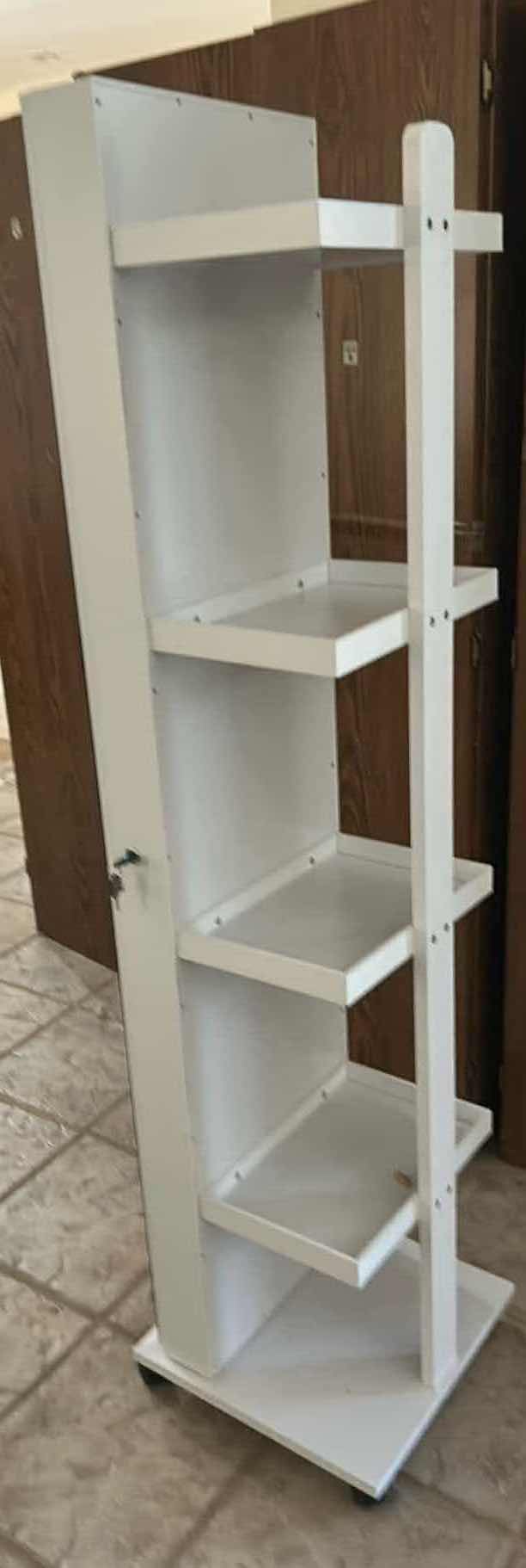 Photo 1 of ROTATING JEWELRY MAKEUP CADDY W MIRROR CABINET ON WHEELS H 64”