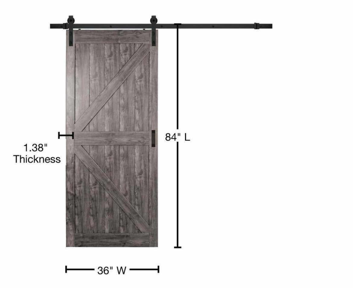 Photo 1 of NEW TRUPORTE K DESIGN AGED GRAY WOOD FINISH INTERIOR BARN DOOR KIT 36” X 84”