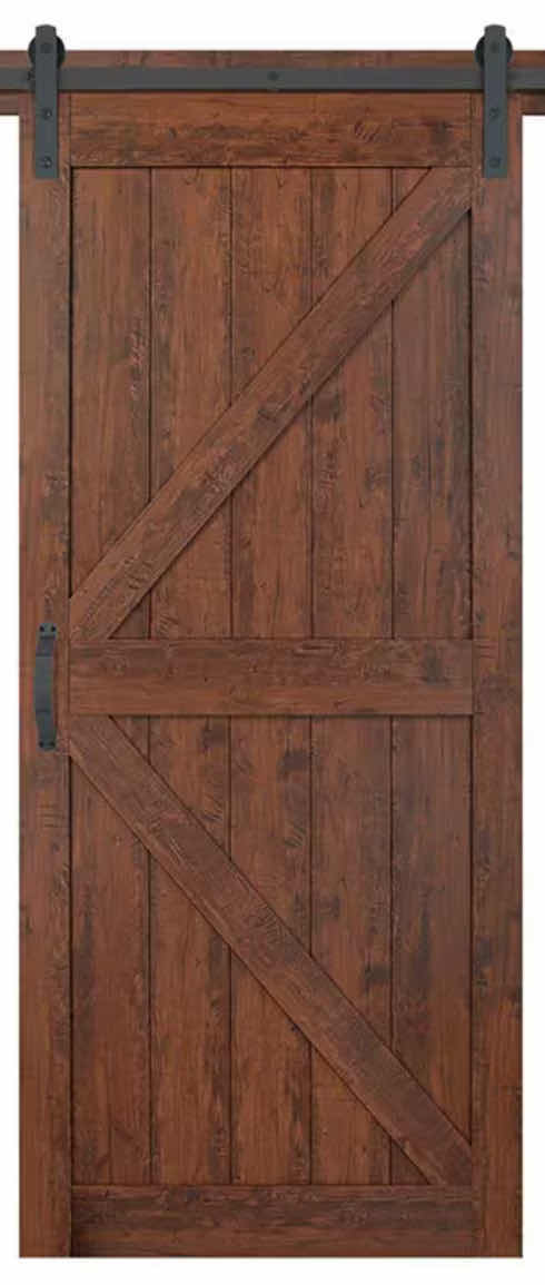 Photo 1 of MASONITE K-BAR AUBURN WOOD INTERIOR BARN DOOR 36” X 84” (DOOR ONLY)