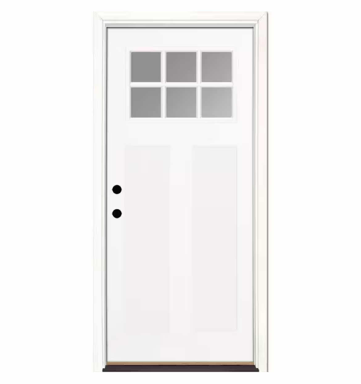 Photo 1 of FEATHER RIVER UNFINISHED SMOOTH WHITE 6 LITE CLEAR GLASS RIGHT-HAND INSWING FIBERGLASS PREHUNG FRONT DOOR W FRAME 32” X 80”