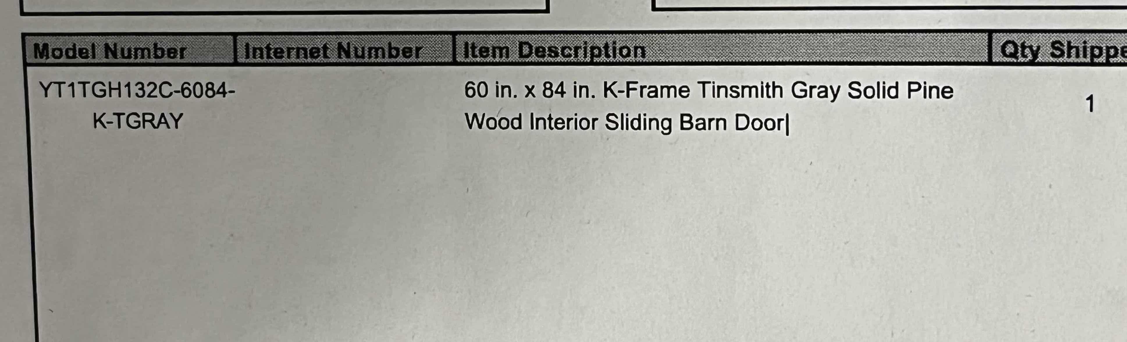Photo 1 of NEW HOMACER TINSMITH GRAY FINISH SOLID PINE WOOD K-FRAME INTERIOR SLIDING BARN DOOR KIT 60” X 84