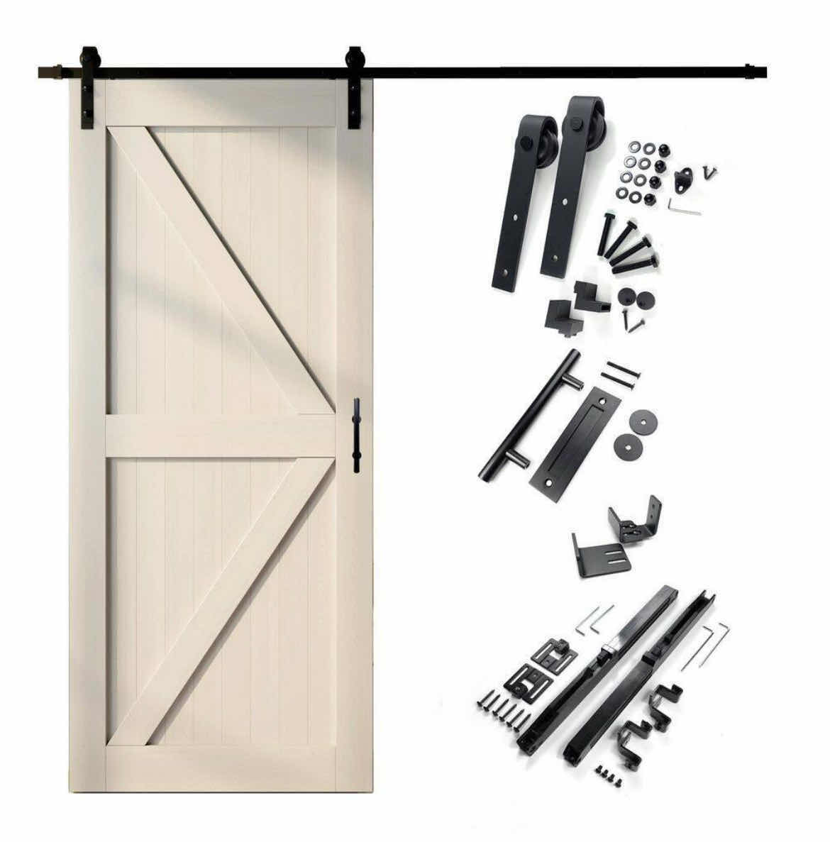 Photo 1 of NEW HOMACER TINSMITH GRAY FINISH SOLID PINE WOOD K-FRAME INTERIOR SLIDING BARN DOOR KIT 60” X 84