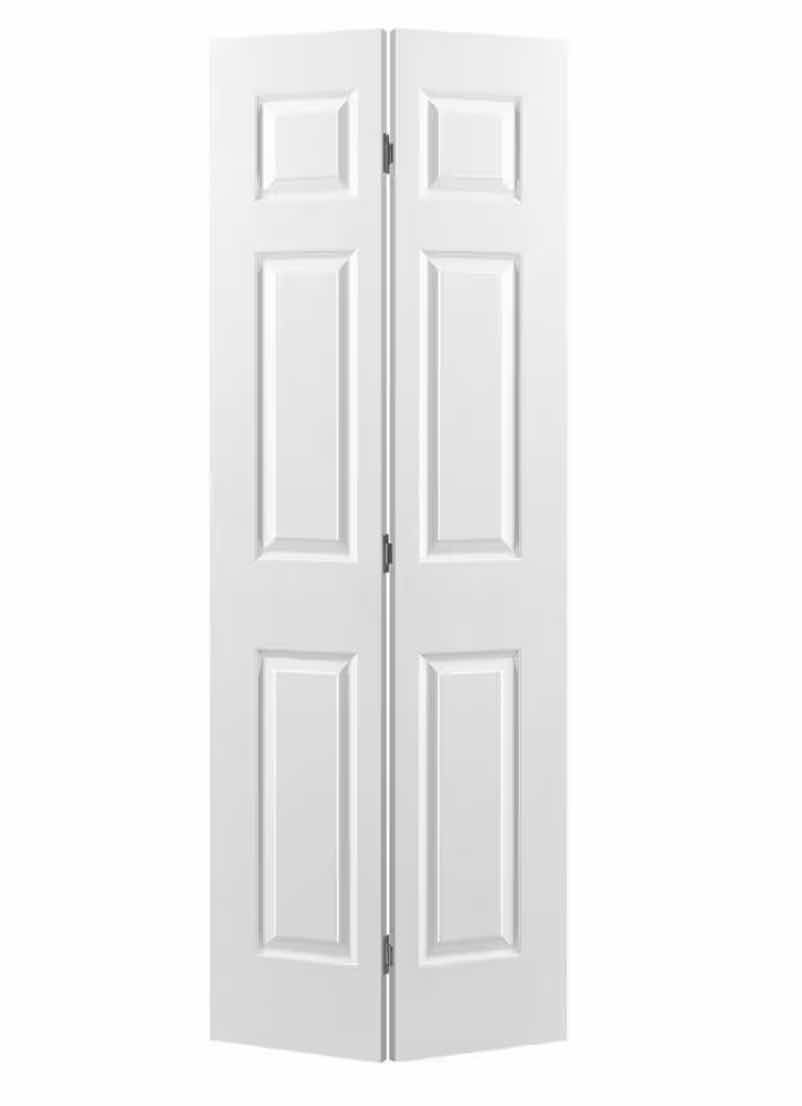 Photo 1 of NEW MASONITE PRE-PAINTED WHITE FINISH 6-PANEL HOLLOW CORE INTERIOR BIFOLD DOOR 24” X 80”