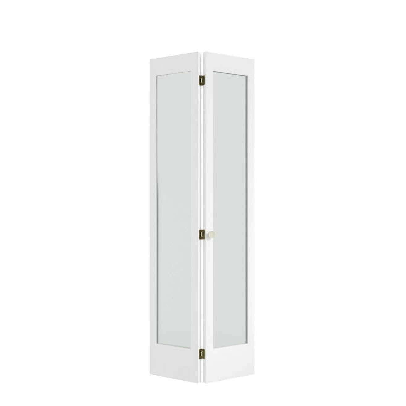 Photo 1 of NEW EIGHT DOORS PRIMED WHITE FINISH 1-LITE FROSTED GLASS SOLID WOOD CORE BIFOLD DOOR 36” X 80”