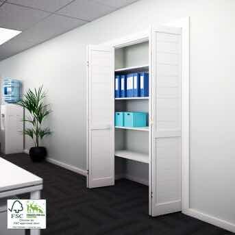 Photo 1 of NEW EIGHT DOORS LOUVER WHITE FINISH SOLID WOOD CORE BIFOLD DOOR 24” X 80”