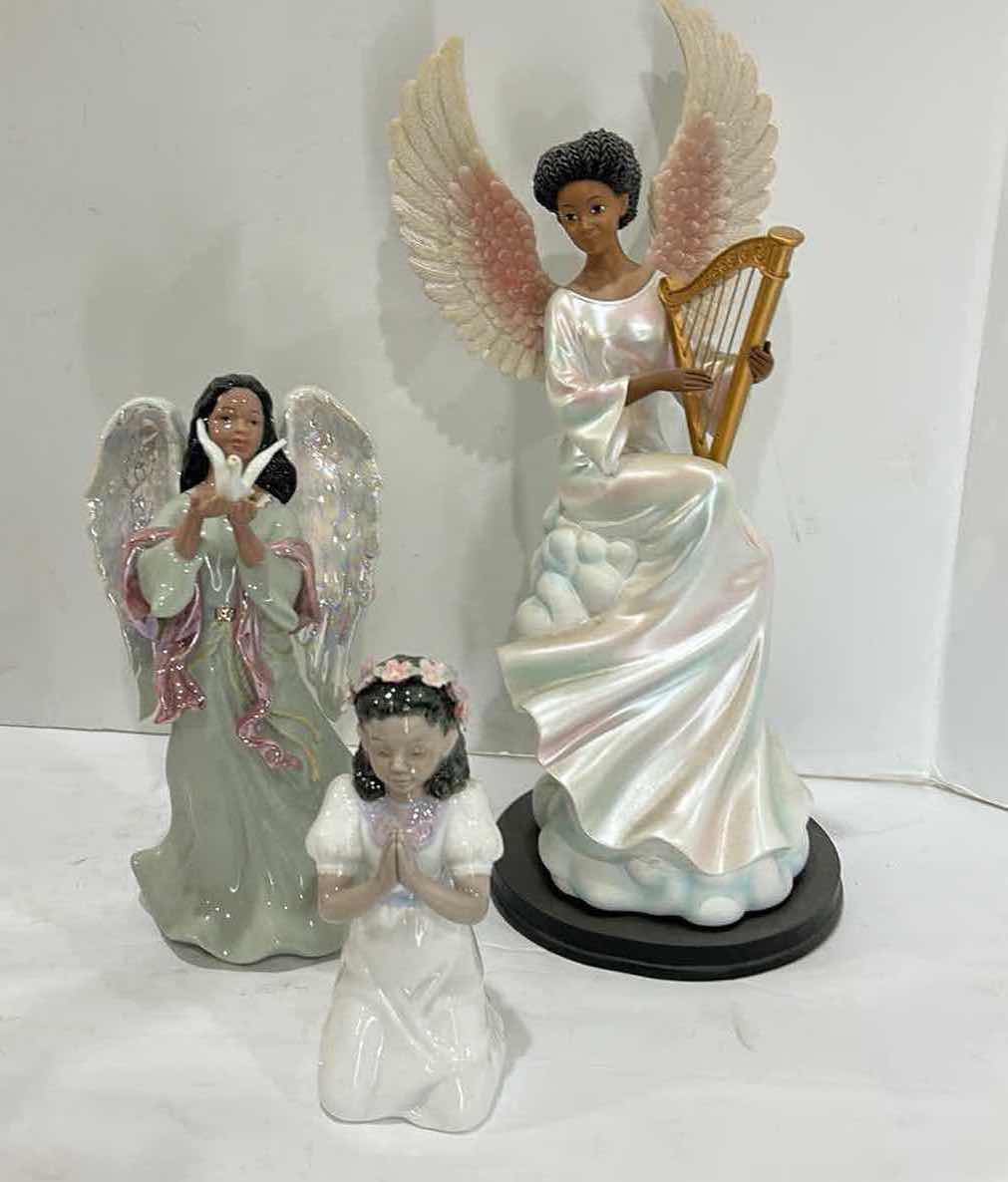 Photo 1 of 3 ANGEL FIGURINES TALLEST H15”- 1 IS MUSICAL