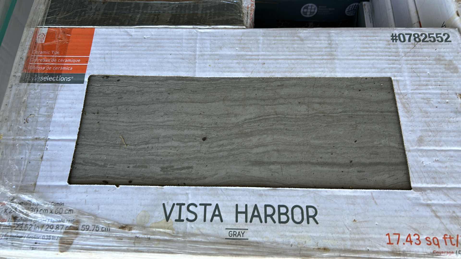 Photo 2 of PALETTE OF NEW VISTA HARBOR GRAY CERAMIC TILE - 24, 9 PC BOXES OF 17.43 Sq FT 418 Sq Ft TOTAL $532