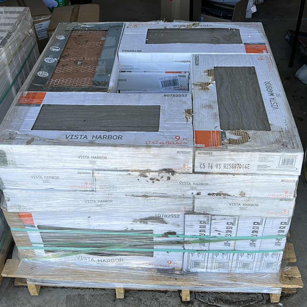 Photo 1 of PALETTE OF NEW VISTA HARBOR GRAY CERAMIC TILE - 24, 9 PC BOXES OF 17.43 Sq FT 418 Sq Ft TOTAL $532