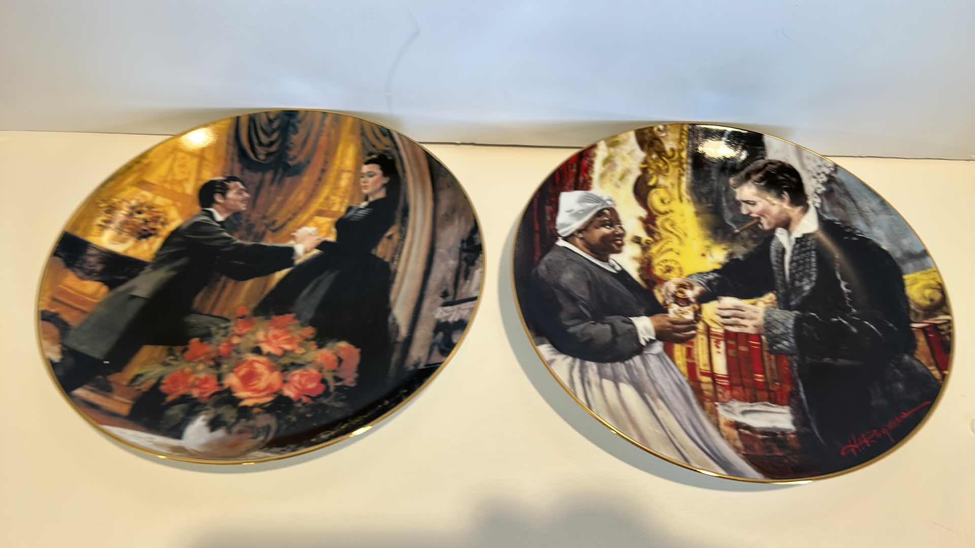 Photo 1 of 2 - COLLECTIBLE FINE CHINA “GONE WITH THE WIND” GOLDEN ANNIVERSARY SERIES BY W.L. GEORGE NUMBERED PLATES 8.5”