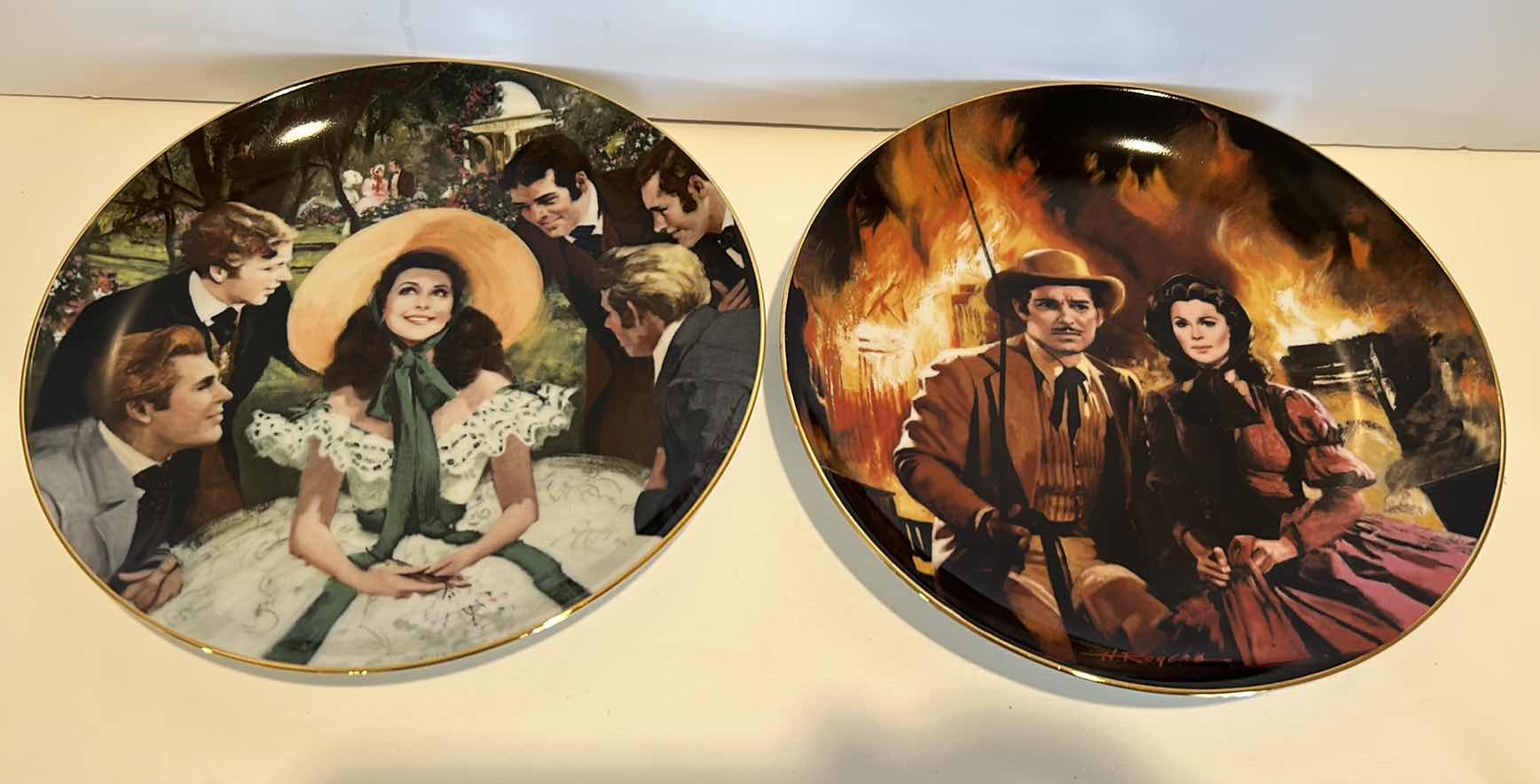 Photo 1 of 2 - COLLECTIBLE FINE CHINA “GONE WITH THE WIND” GOLDEN ANNIVERSARY SERIES BY W.L. GEORGE NUMBERED PLATES 8.5”