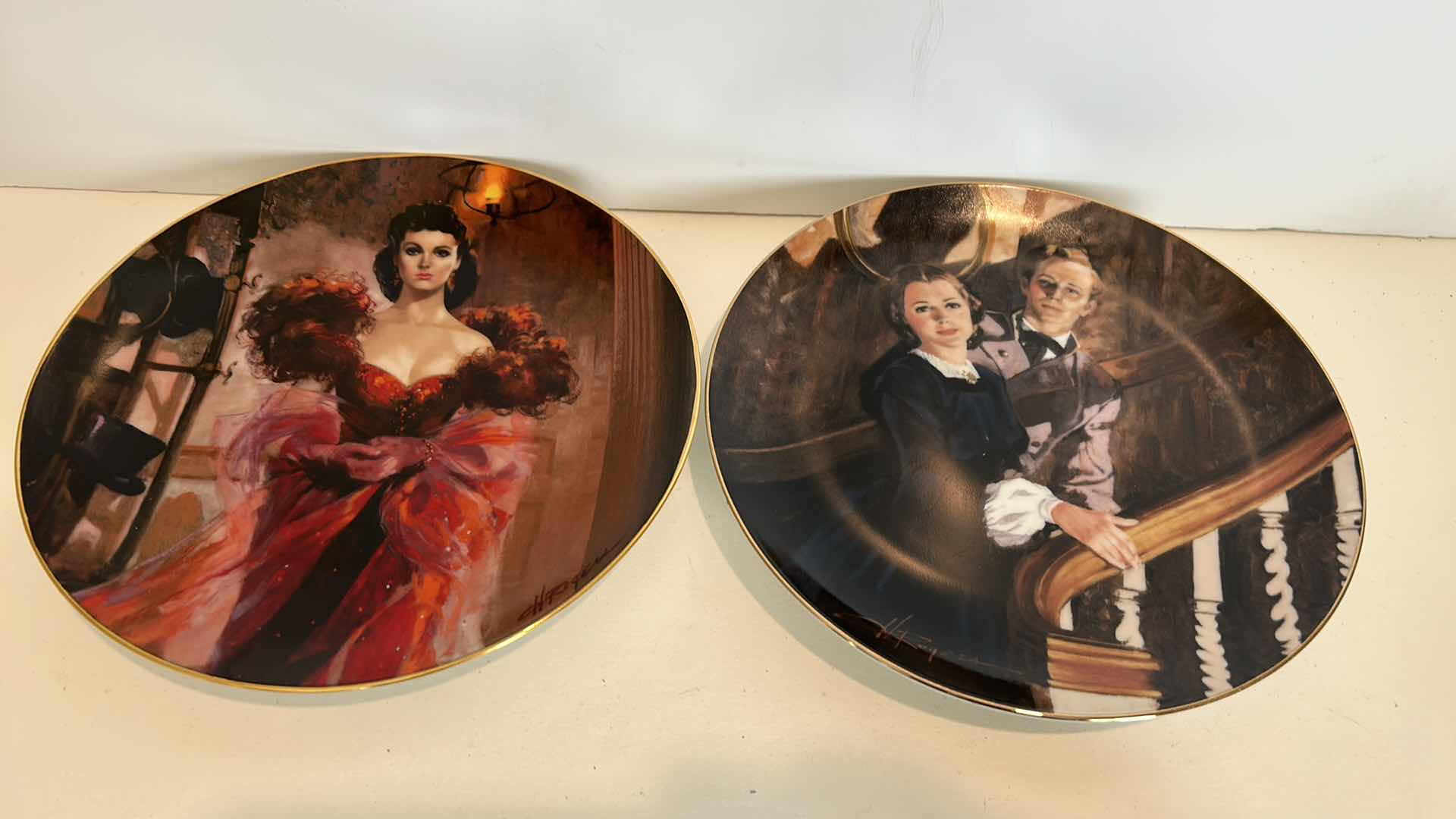Photo 1 of 2 - COLLECTIBLE FINE CHINA “GONE WITH THE WIND” GOLDEN ANNIVERSARY SERIES BY W.L. GEORGE NUMBERED PLATES 8.5”