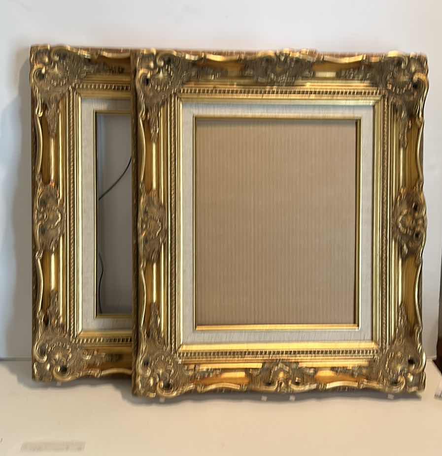 Photo 1 of 2 ORNATE GOLD SOLID WOOD FRAMES 19” x 22 1/2”