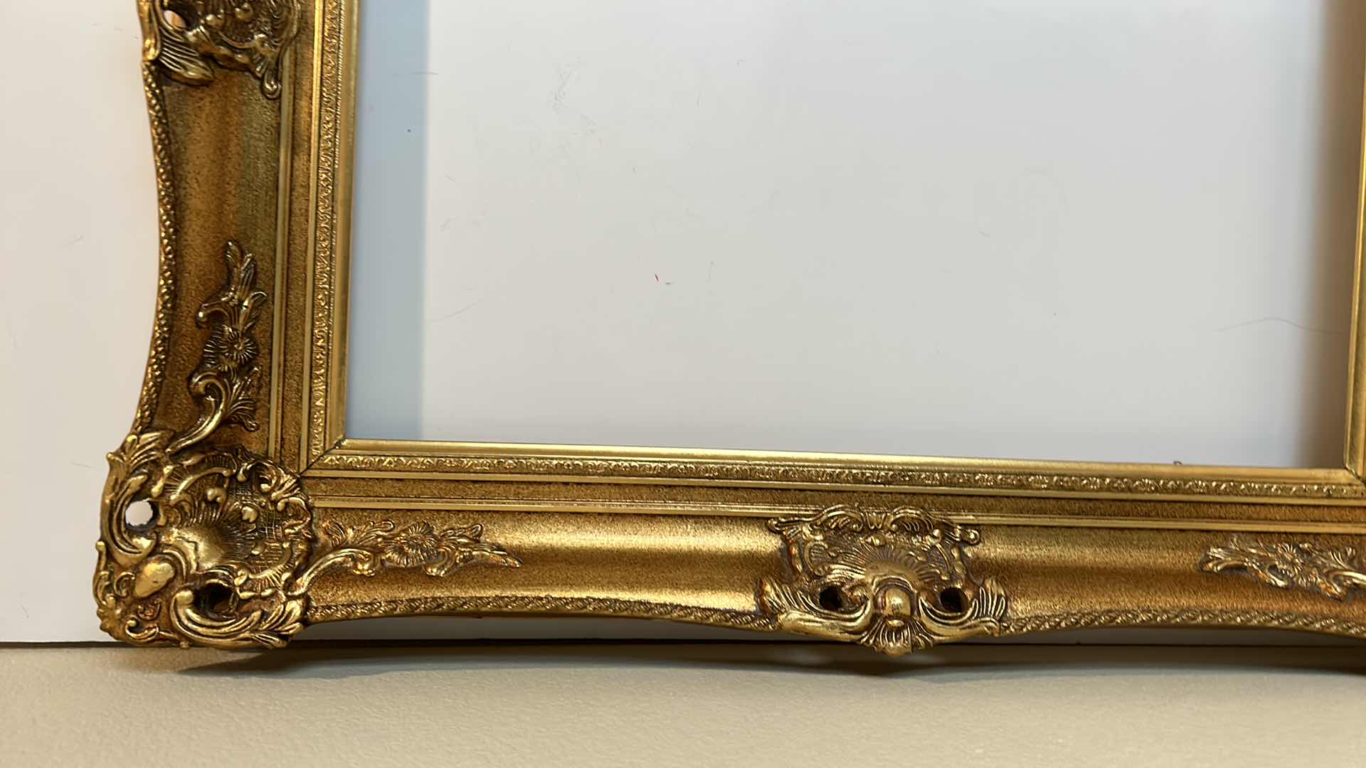 Photo 3 of ORNATELY CARVED SOLID WOOD GOLD FRAME 29.5” x 34.5”