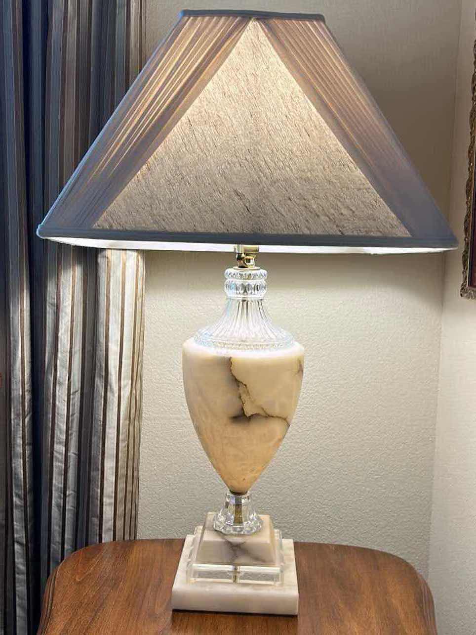Photo 1 of ONYX AND CUT GLASS TABLE LAMP H32”