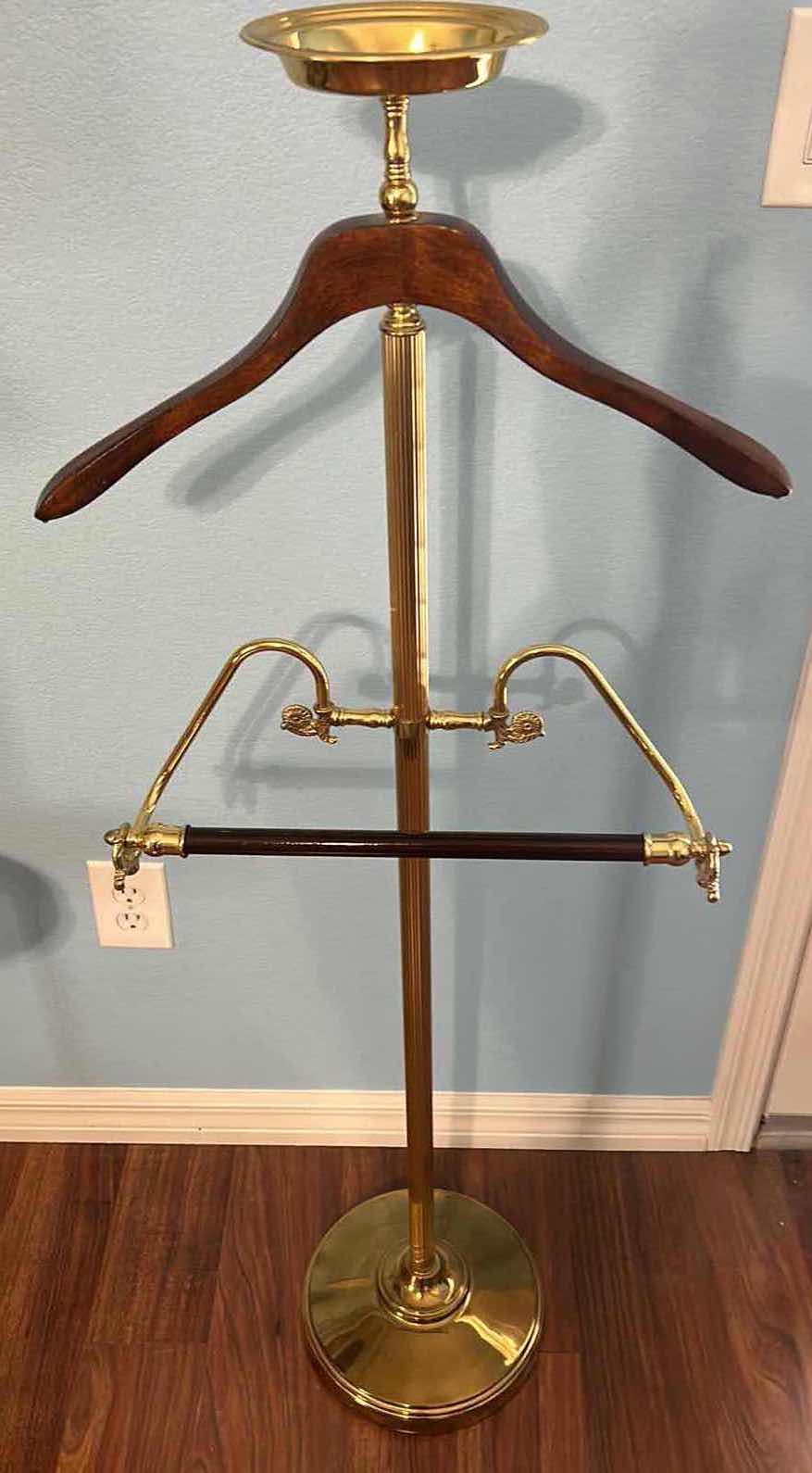 Photo 1 of VINTAGE BRASS AND WOOD WARDROBE BUTLER H49.5”