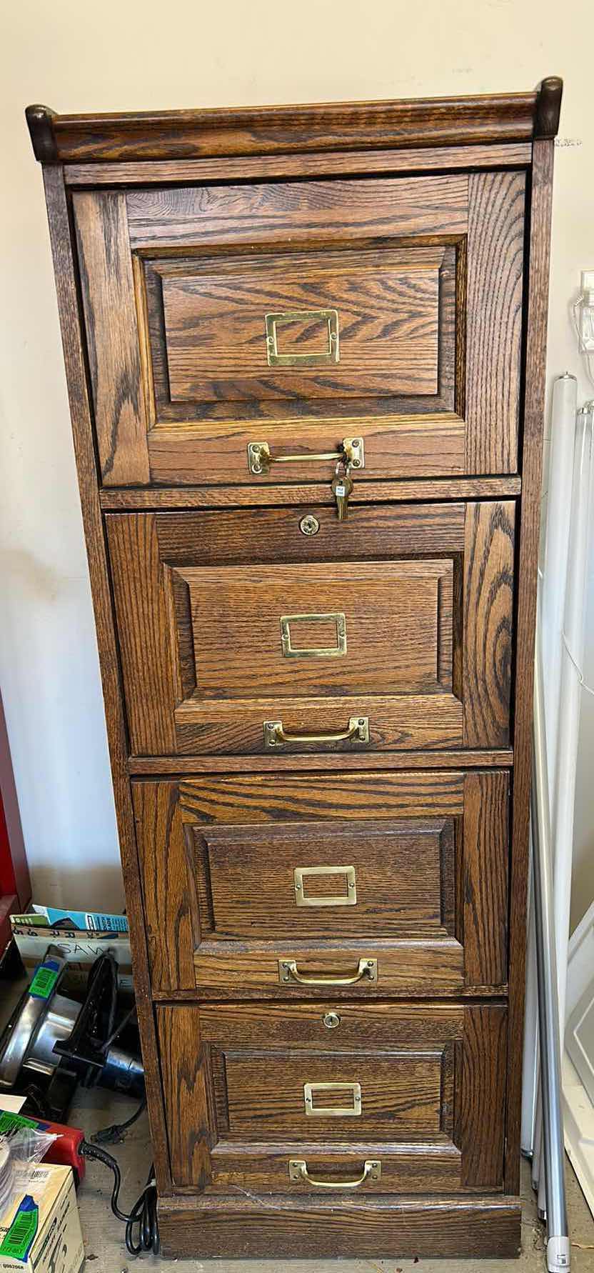 Photo 7 of LOCKING WOOD FILE CABINET WITY KEYS 90” x 28” x 53 1/2”