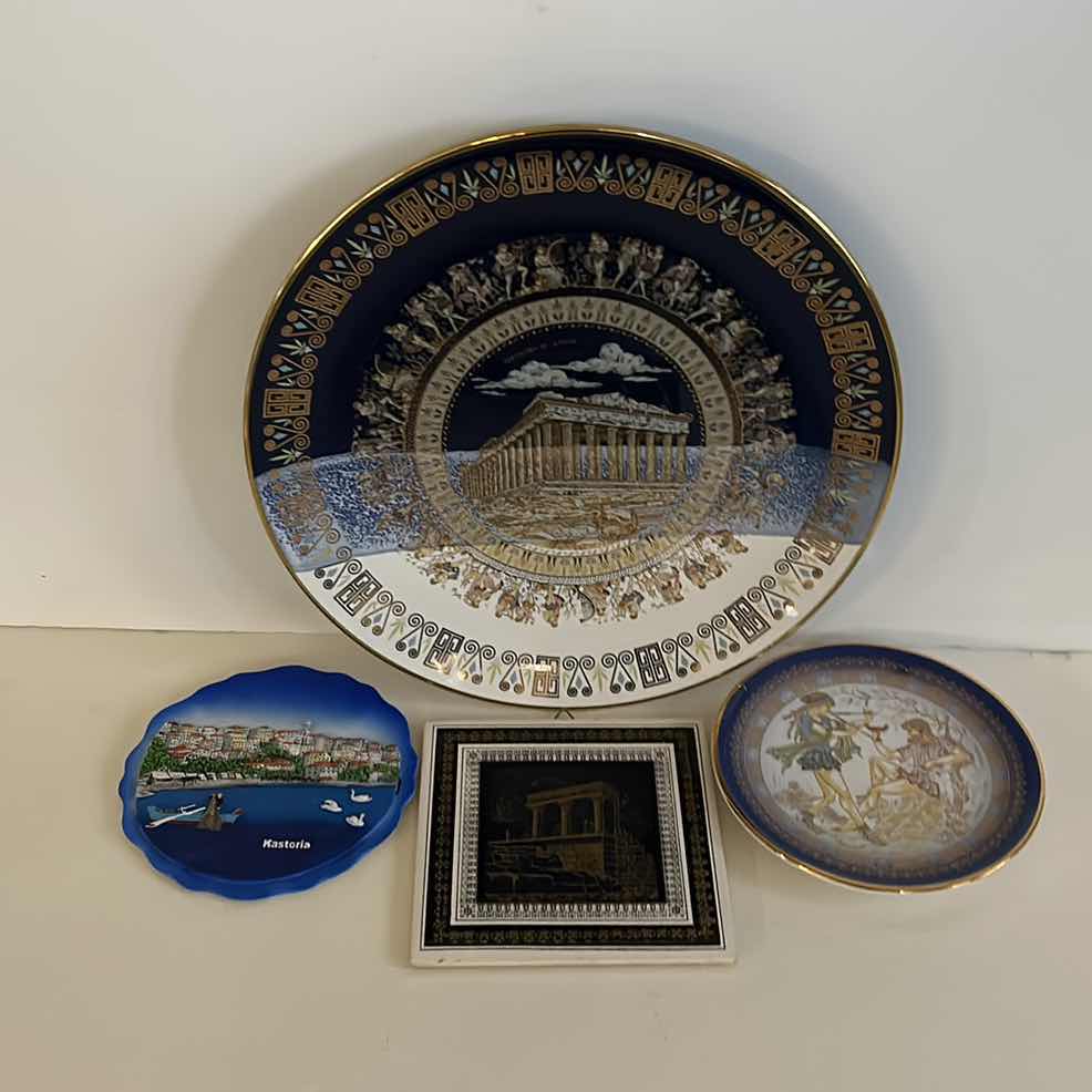 Photo 2 of HOME DECOR- PORCELAIN PLATE ASSORTMENT FROM GREECE, (2 HANDMADE 24K GOLD TIPPED)