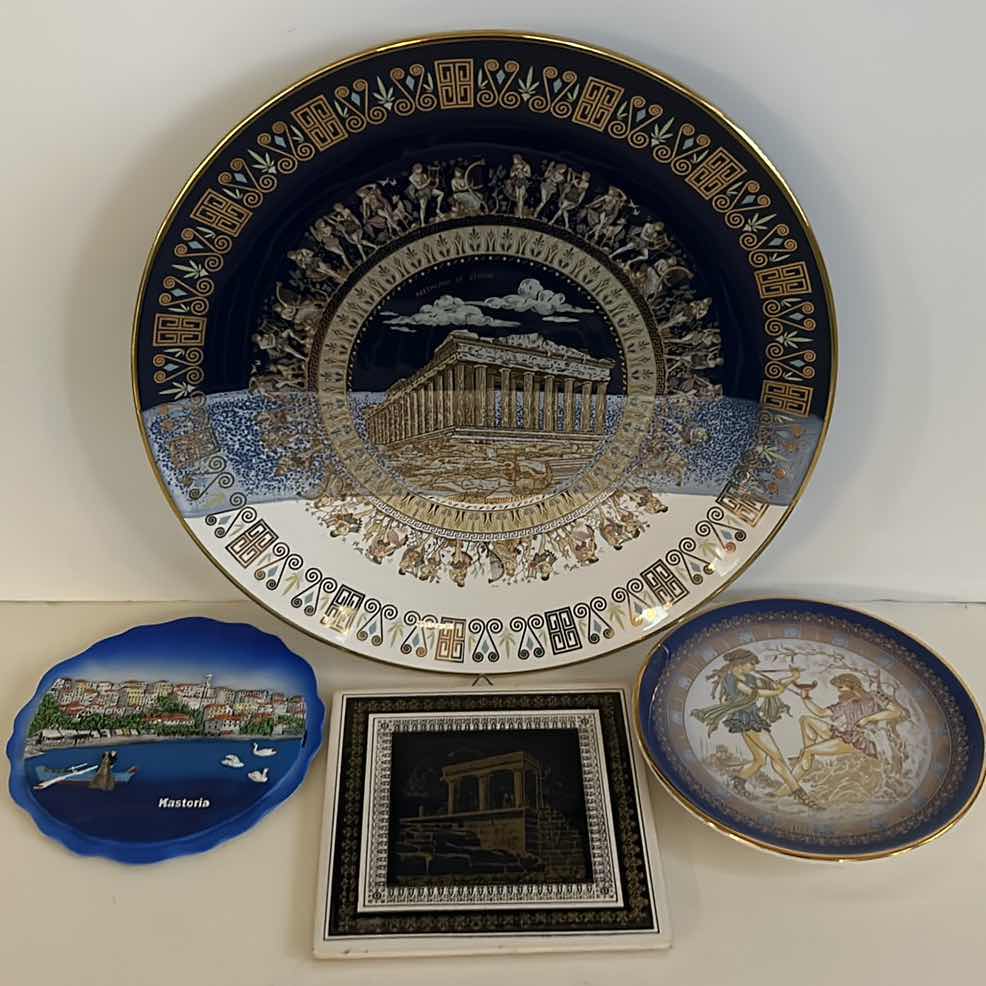 Photo 1 of HOME DECOR- PORCELAIN PLATE ASSORTMENT FROM GREECE, (2 HANDMADE 24K GOLD TIPPED)