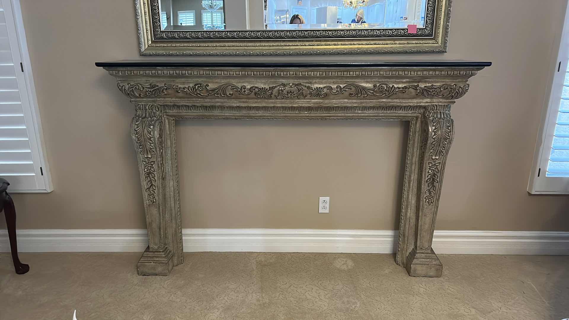 Photo 7 of OPPULANT MANTEL SURROUND WITH HEAVY BLACK MARBLE TOP 80“ x 14“ x 51“