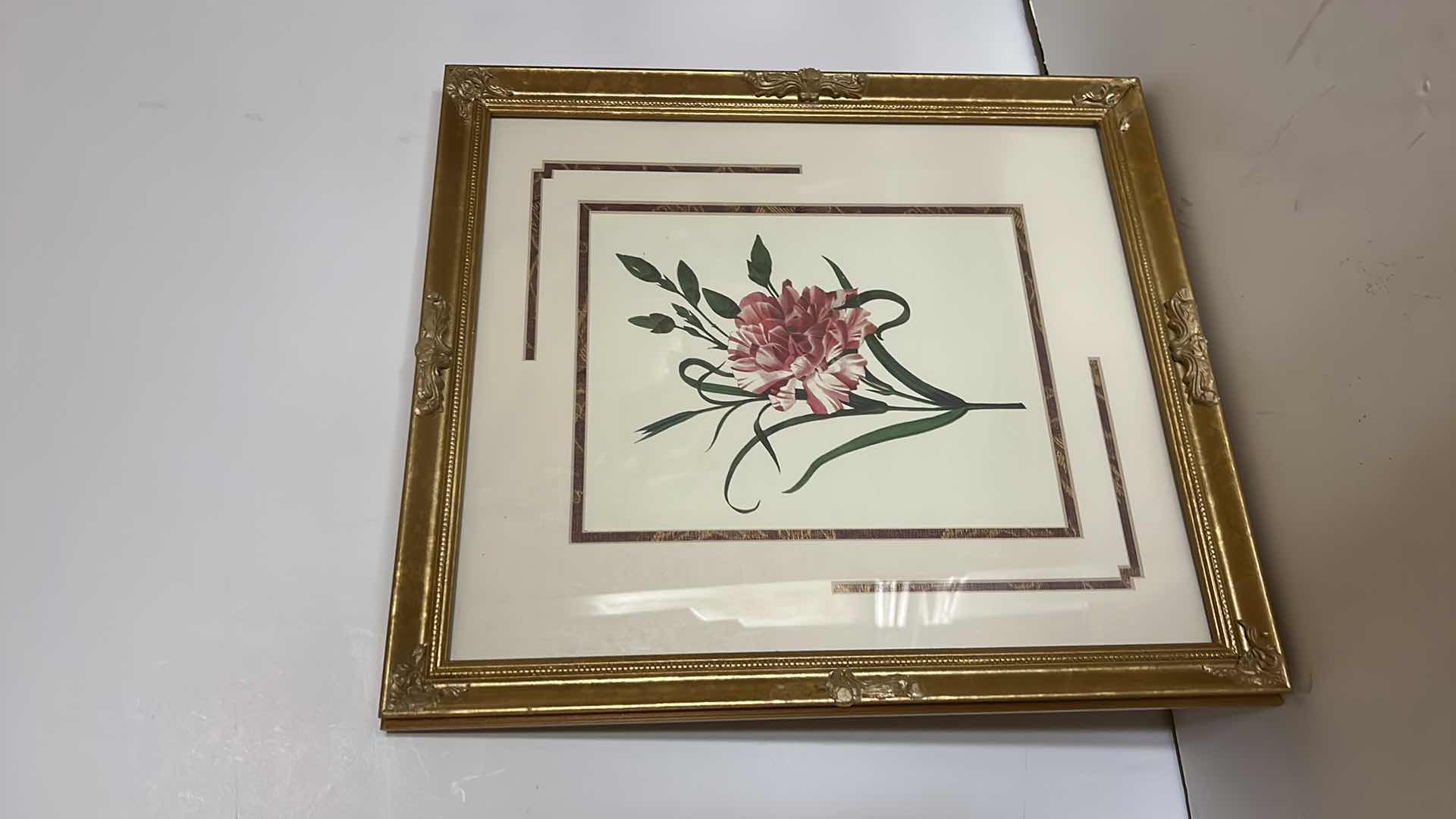 Photo 3 of 2 WALL DECOR- FLORAL ARTWORK GOLD FRAMED 15” x 17”