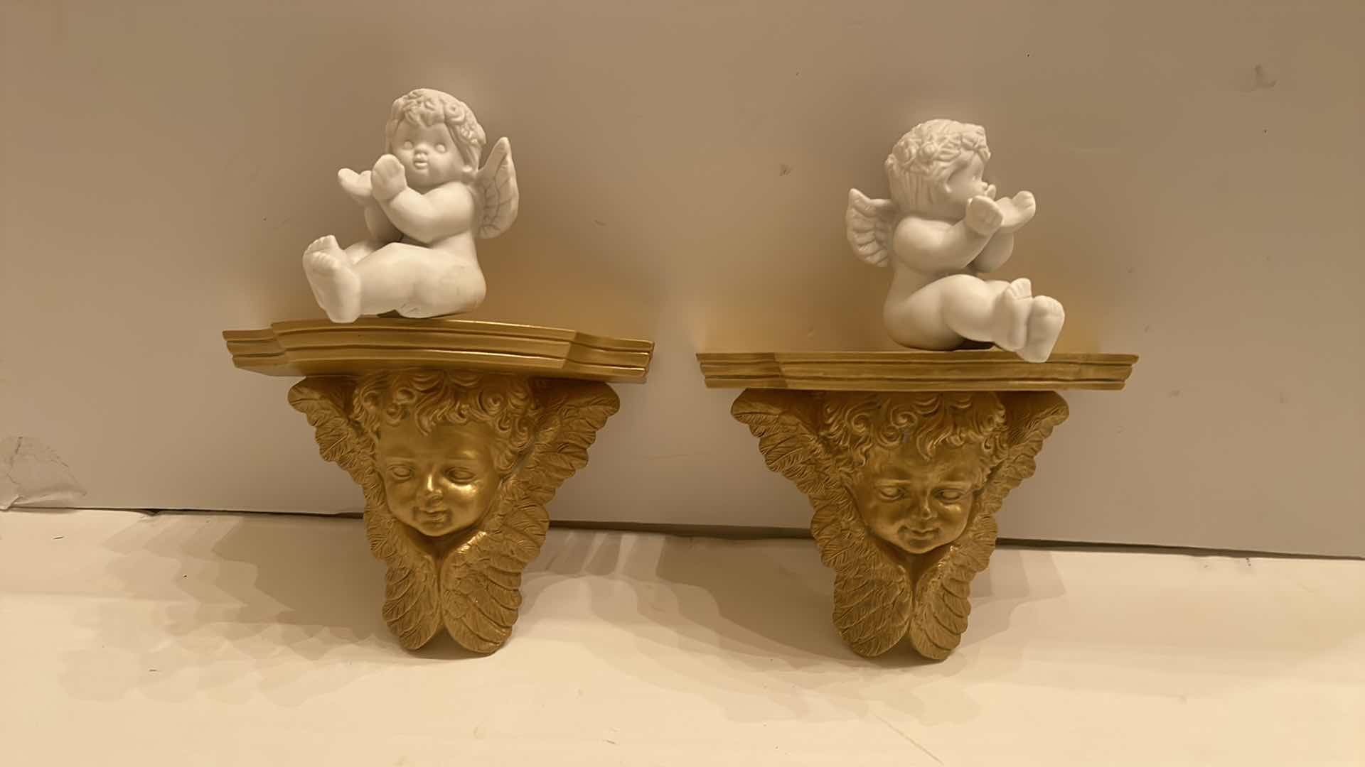 Photo 5 of GOLD SCONCES AND PORCELAIN ANGELS 7” x 3 1/4” x 5 1/2”