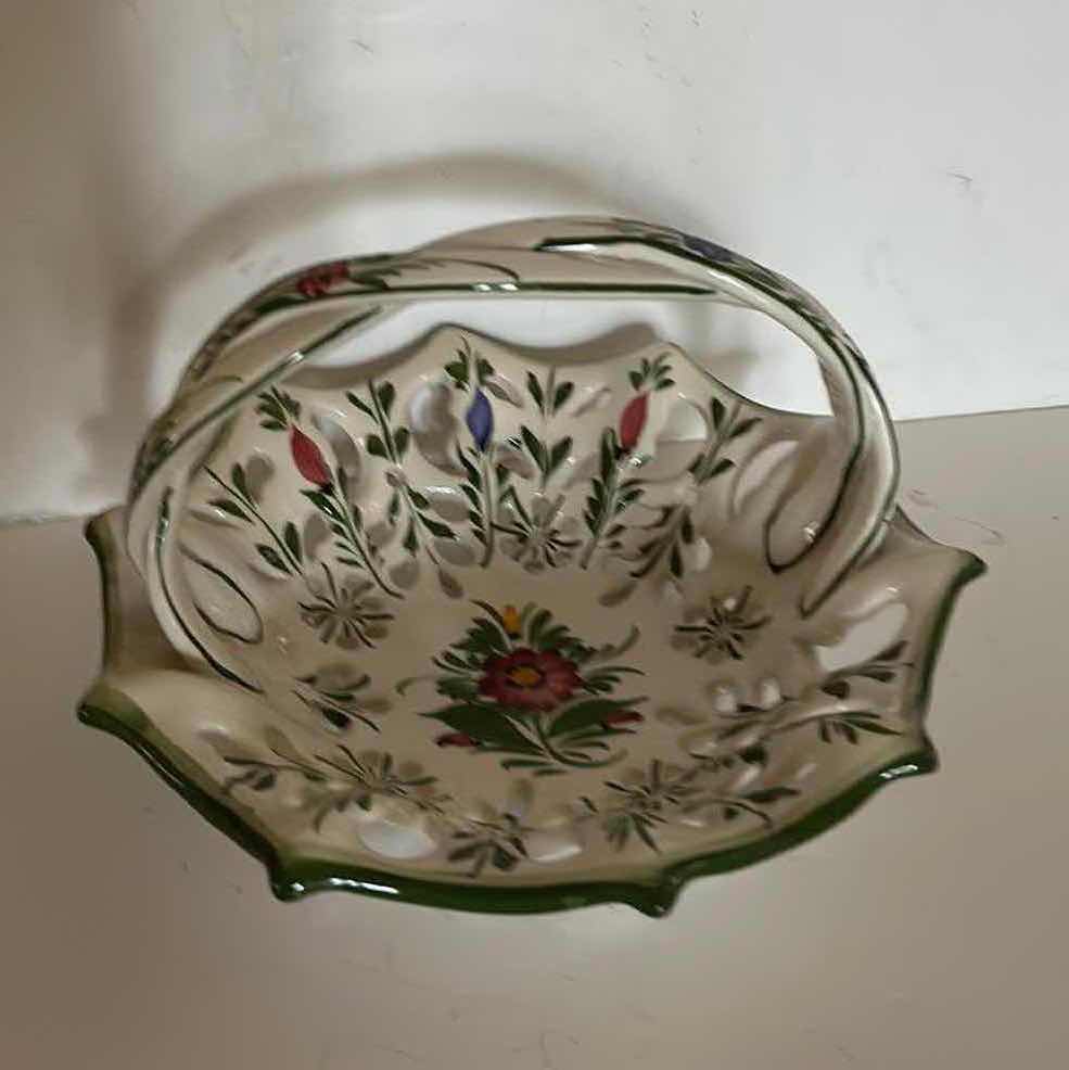 Photo 4 of SIGNED NUMBERED PORCELAIN HAND PAINTED BASKET MADE IN PORTUGAL 
11” x 6”
