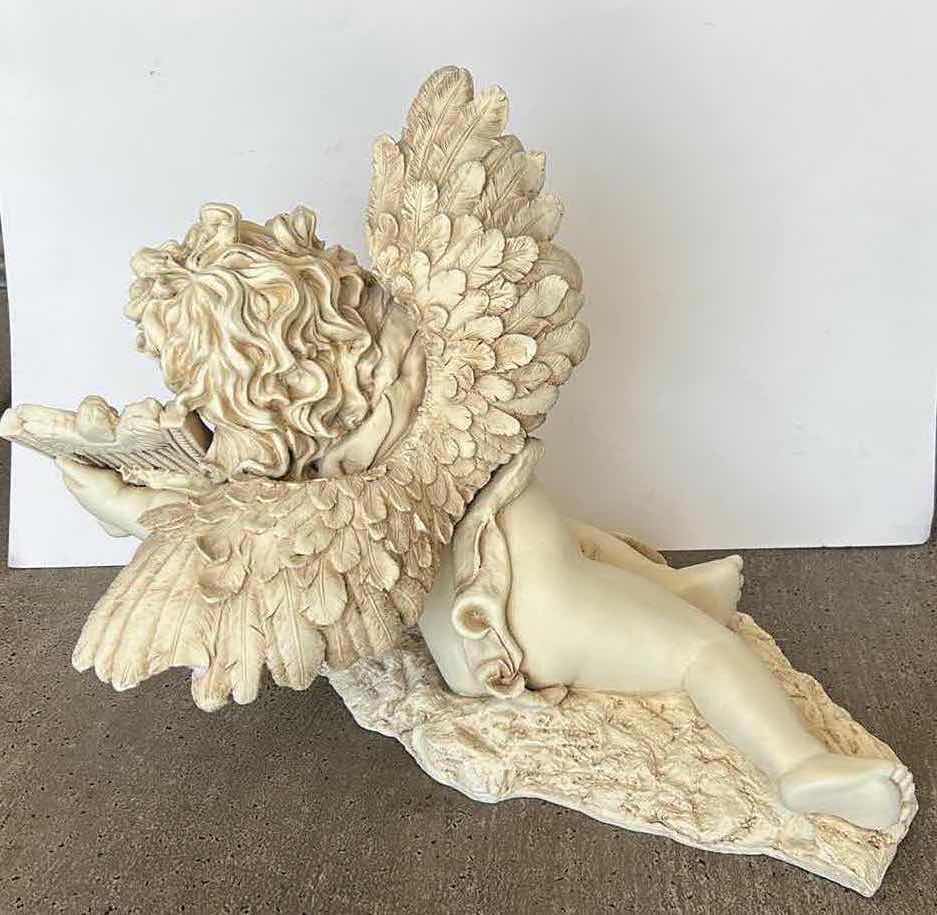 Photo 5 of PLASTER CHERUB PLAYING HARP FIGURINE 21 1/2” x 15” x 17”