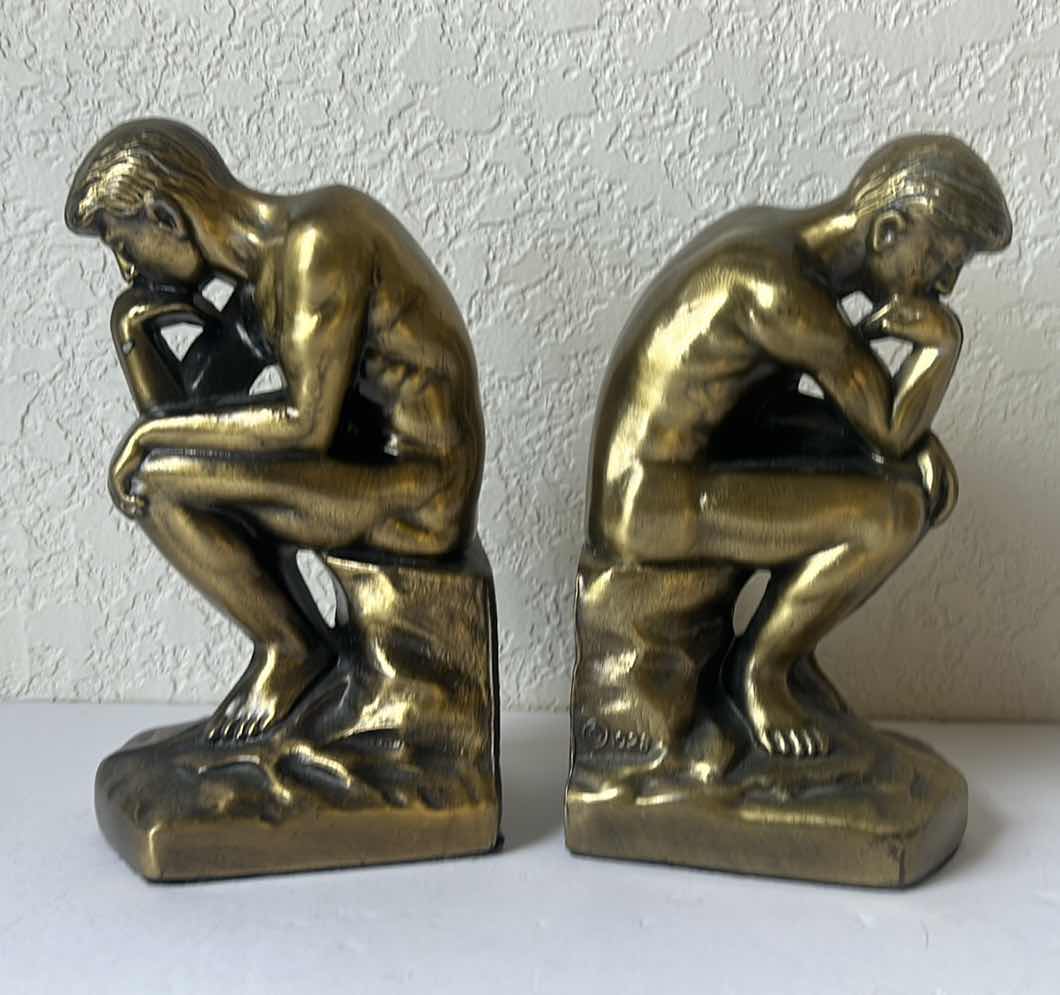 Photo 1 of VINTAGE “THE THINKER METAL BOOKENDS