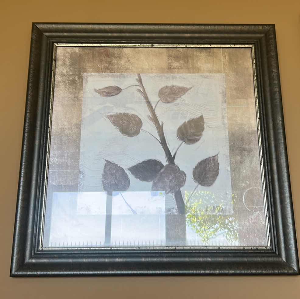 Photo 2 of SILVER BRONZE AND GOLD BRANCH WITH LEAVES FRAMED ARTWORK 33” x 33”