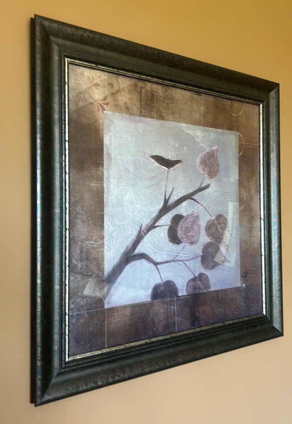 Photo 1 of SILVER BRONZE AND GOLD BRANCH WITH LEAVES FRAMED ARTWORK 33” x 33”