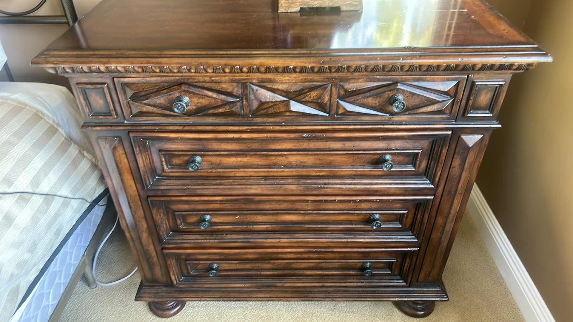 Photo 4 of HOOKER FURNITURE  WOOD NIGHTSTAND 40 1/2“ x 18 1/2“ x 37.5”