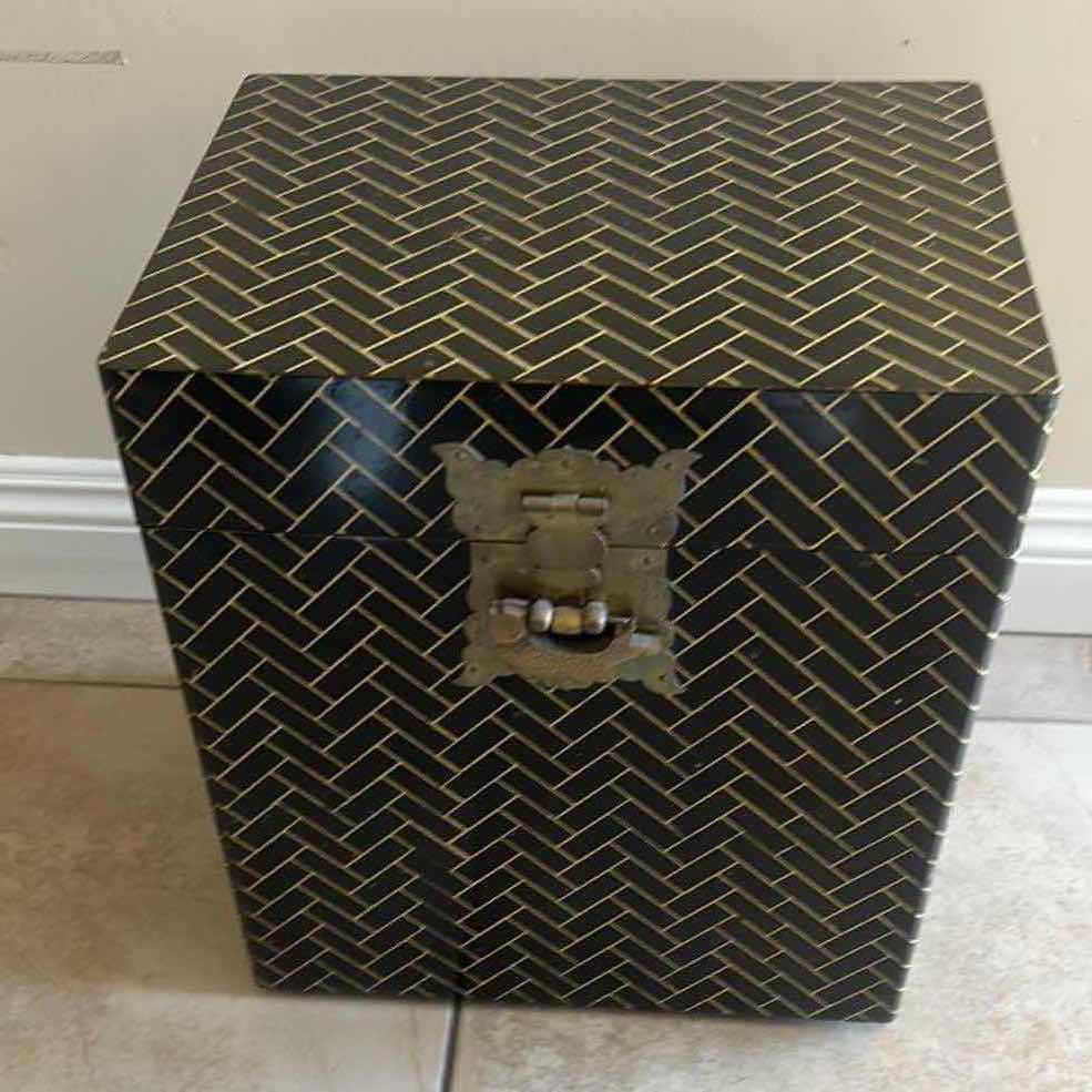 Photo 6 of BLACK AND GOLD ASIAN INSPIRED METAL BOX 14 1/2” x 11” x 16 1/2”