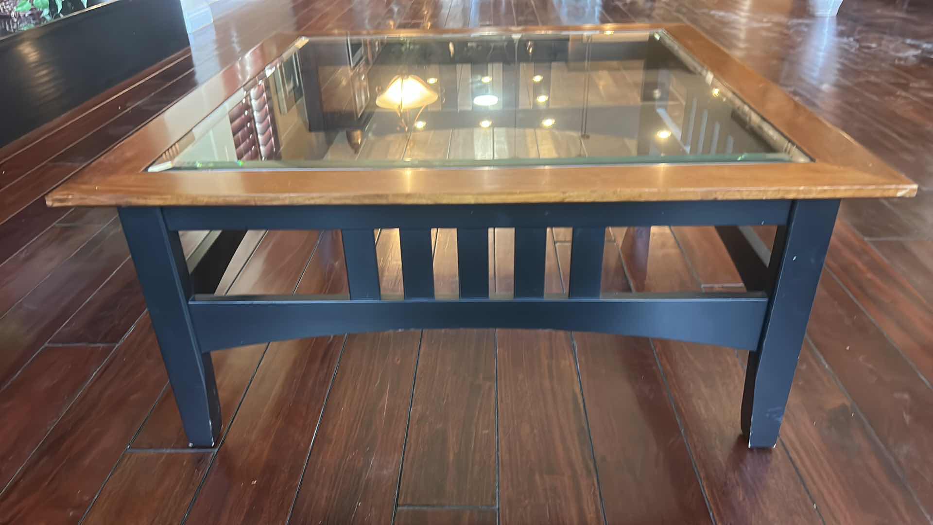 Photo 1 of SQUARE COFFEE TABLE WITH GLASS INSERT 38” x 38” x 17”