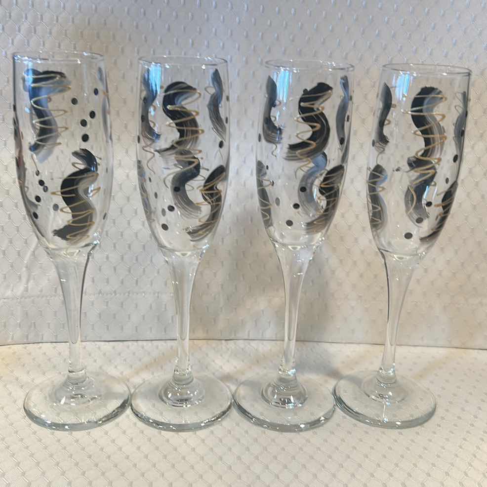 Photo 7 of 4 PC HANDPAINTED STEMWARE