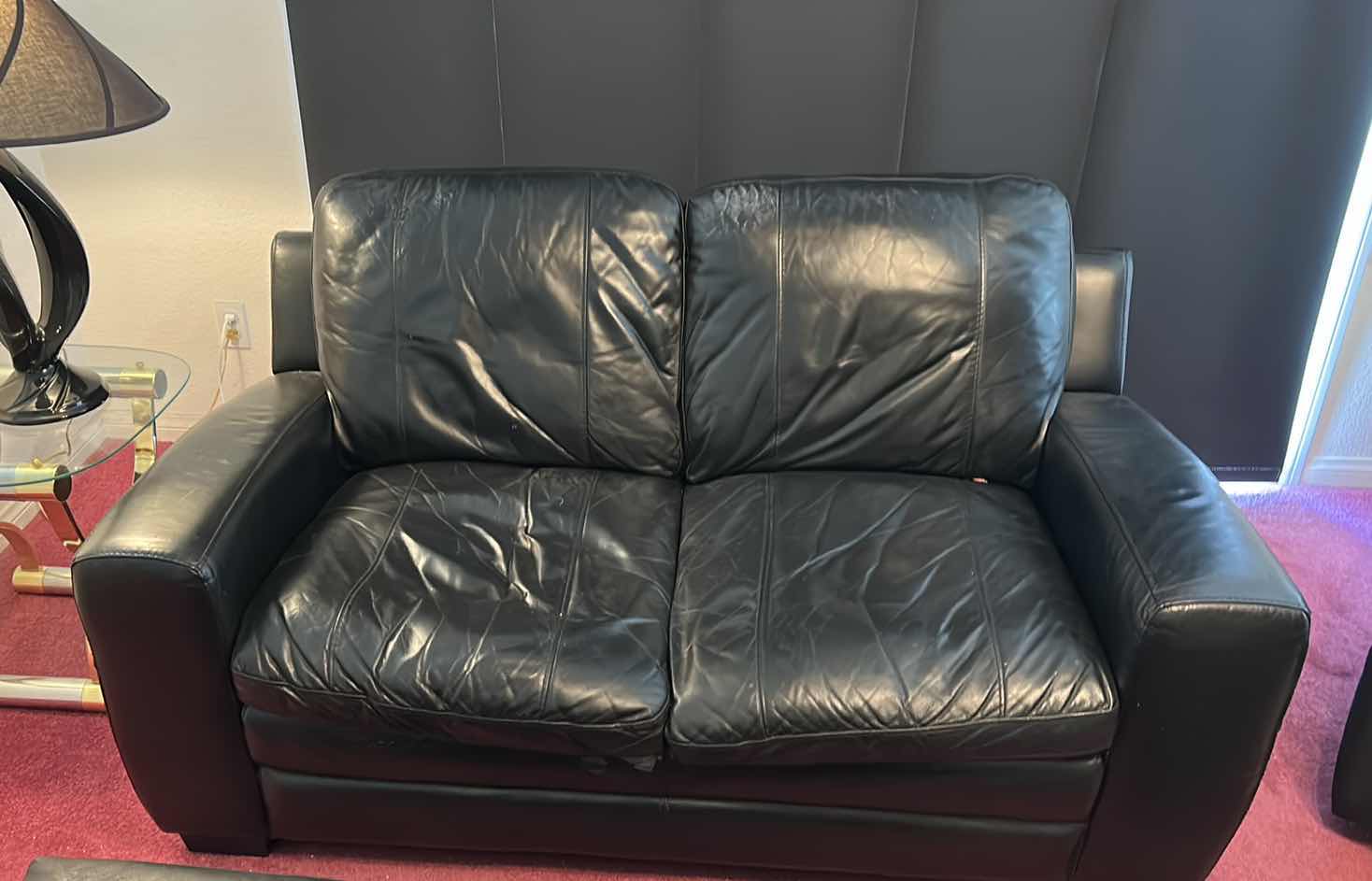 Photo 1 of SMALL LEATHER COUCH/ LOVESEAT  64” x 32