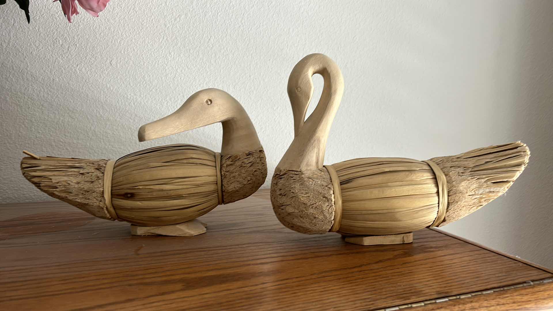Photo 1 of 2 CARVED WOOD/ STRAW DUCKS 13” x 9”