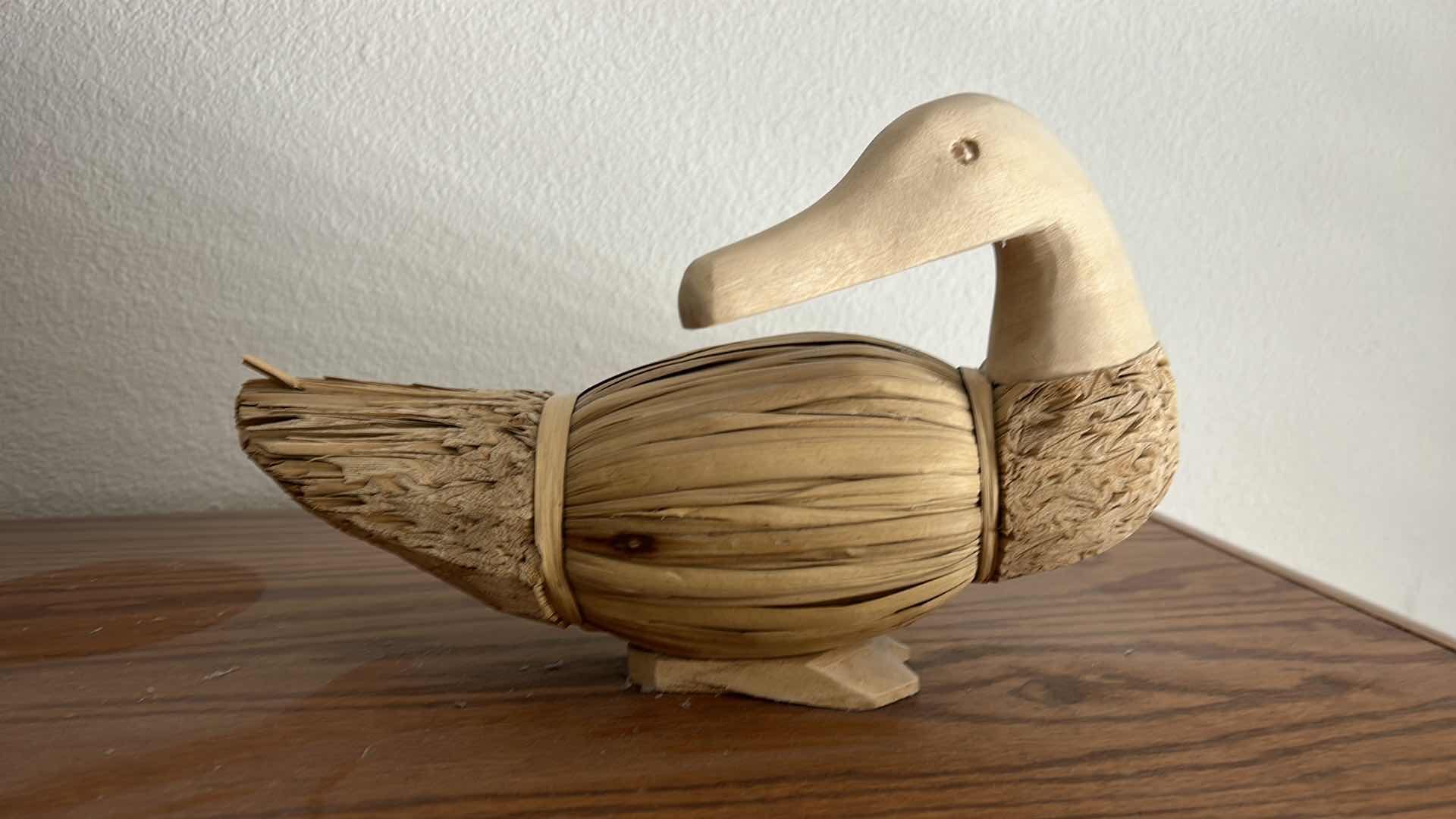 Photo 4 of 2 CARVED WOOD/ STRAW DUCKS 13” x 9”