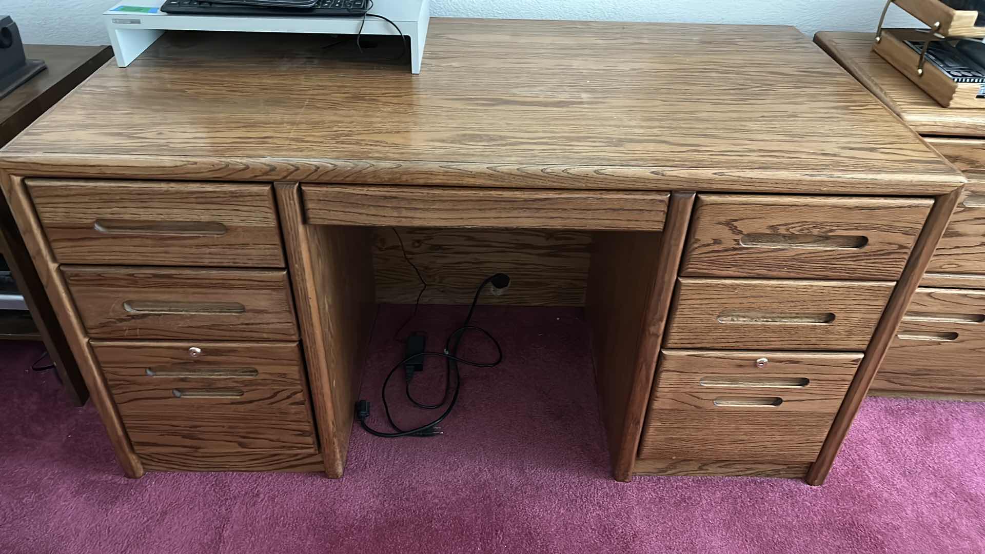 Photo 1 of OAK DESK WITH CONTENTS 5‘ x 31“ x 30 add a quarter inch