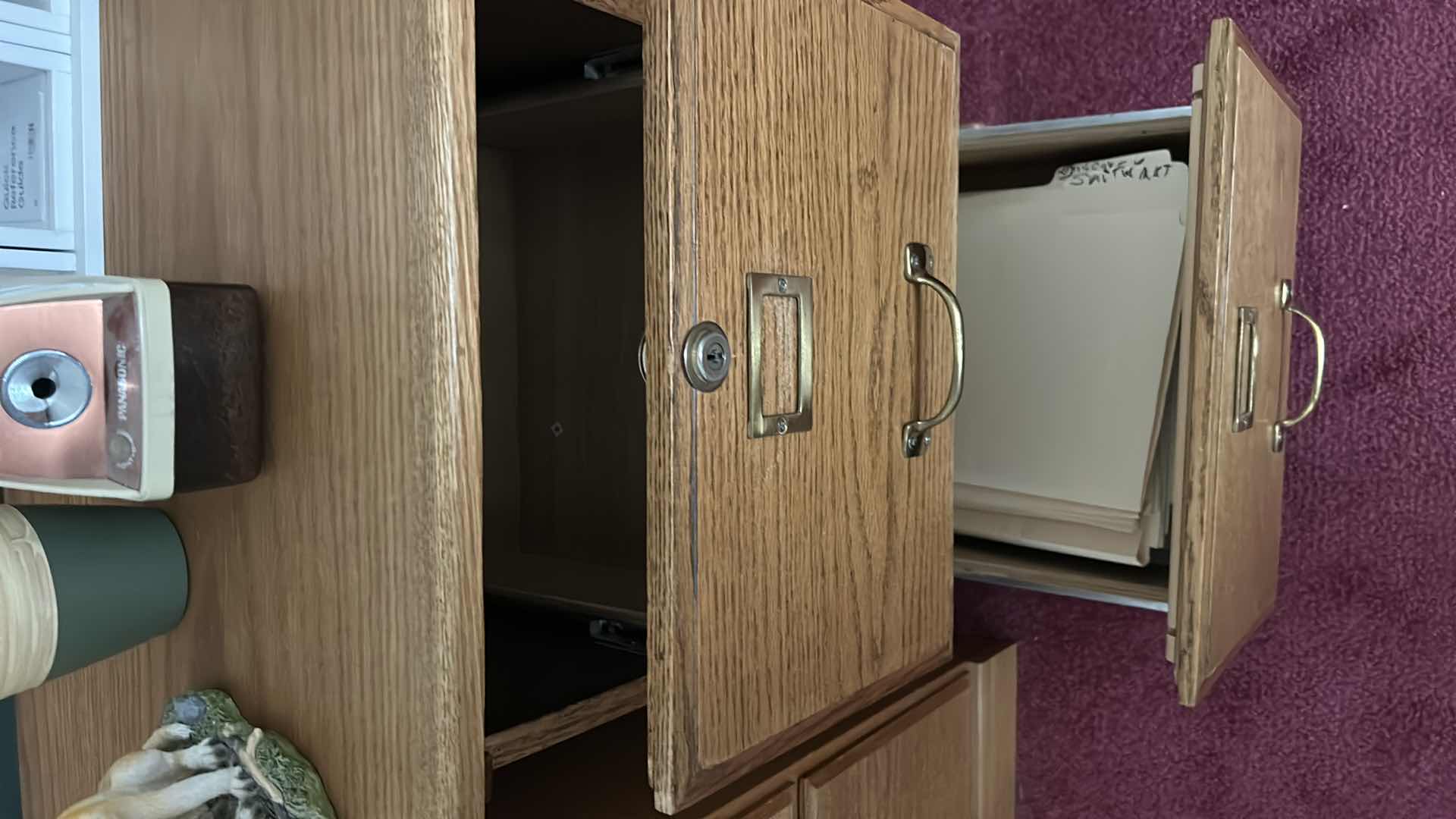 Photo 6 of 2 OAK FILE CABINETS WITH WOOD TOP AND OFFICE SUPPLIES & DECOR