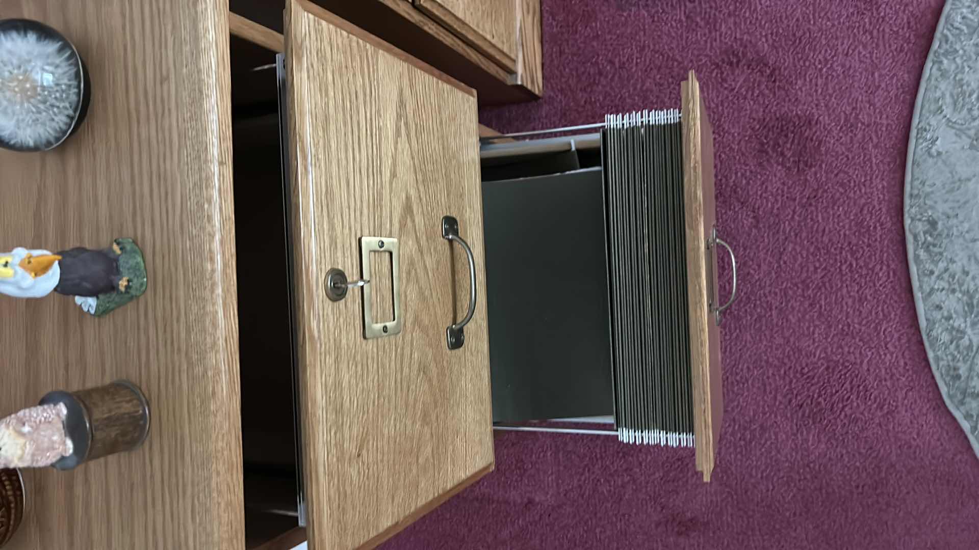 Photo 5 of 2 OAK FILE CABINETS WITH WOOD TOP AND OFFICE SUPPLIES & DECOR