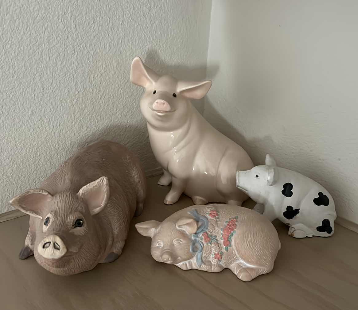 Photo 1 of 4 COLLECTIBLE PIGS, LARGEST 13 1/2” x 5 1/2”