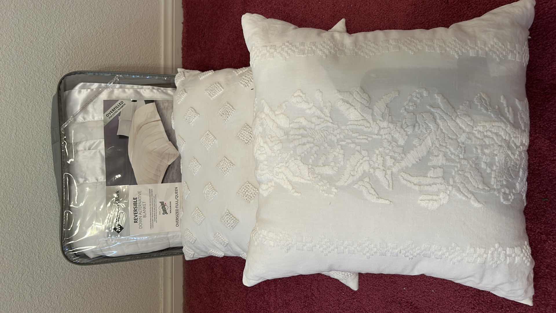 Photo 1 of QUEEN REVERSIBLE BLANKET AND TWO TOSS PILLOWS