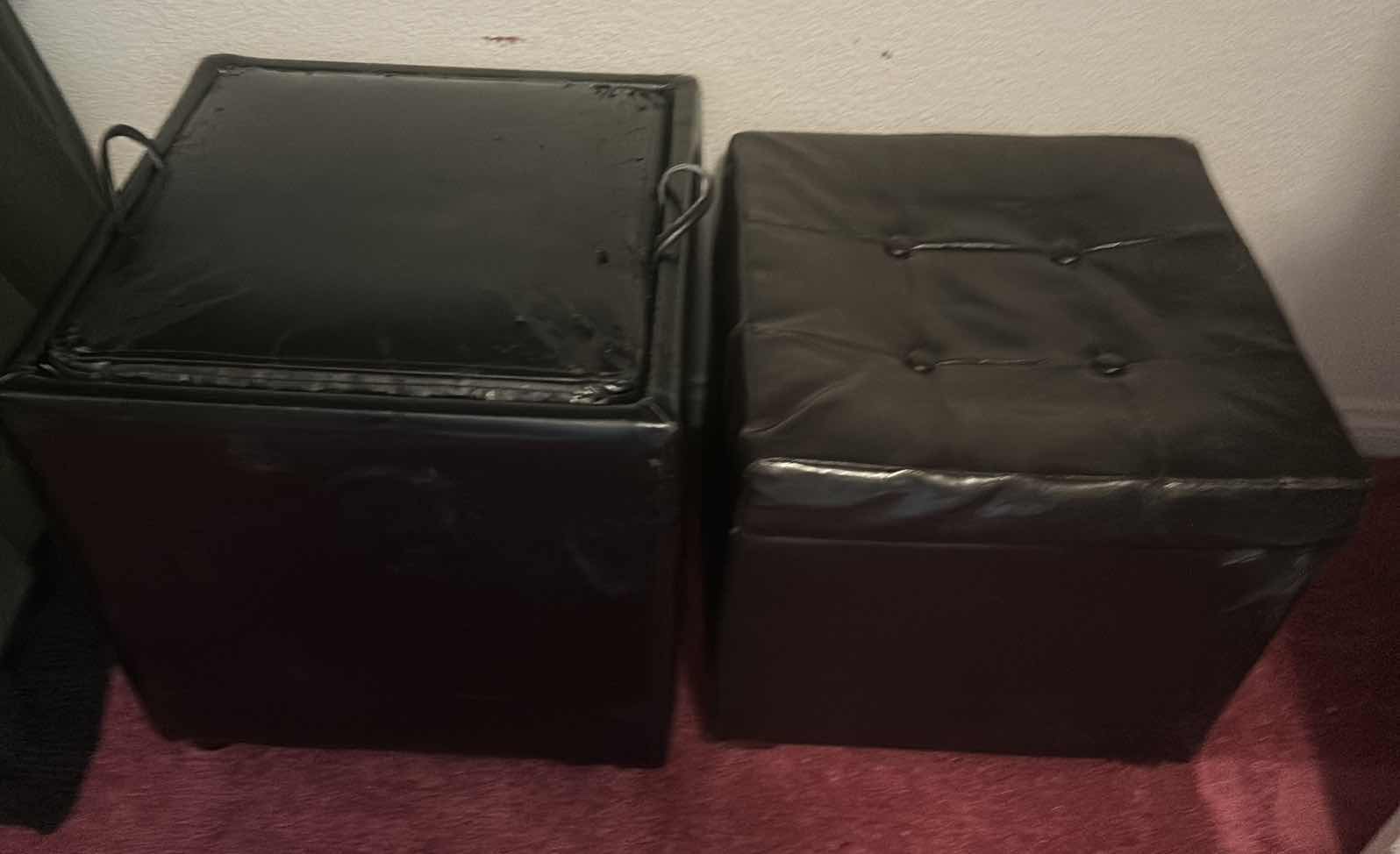 Photo 7 of 2 BLACK STORAGE OTTOMANS LARGEST 17 1/2“ x 17 1/2“