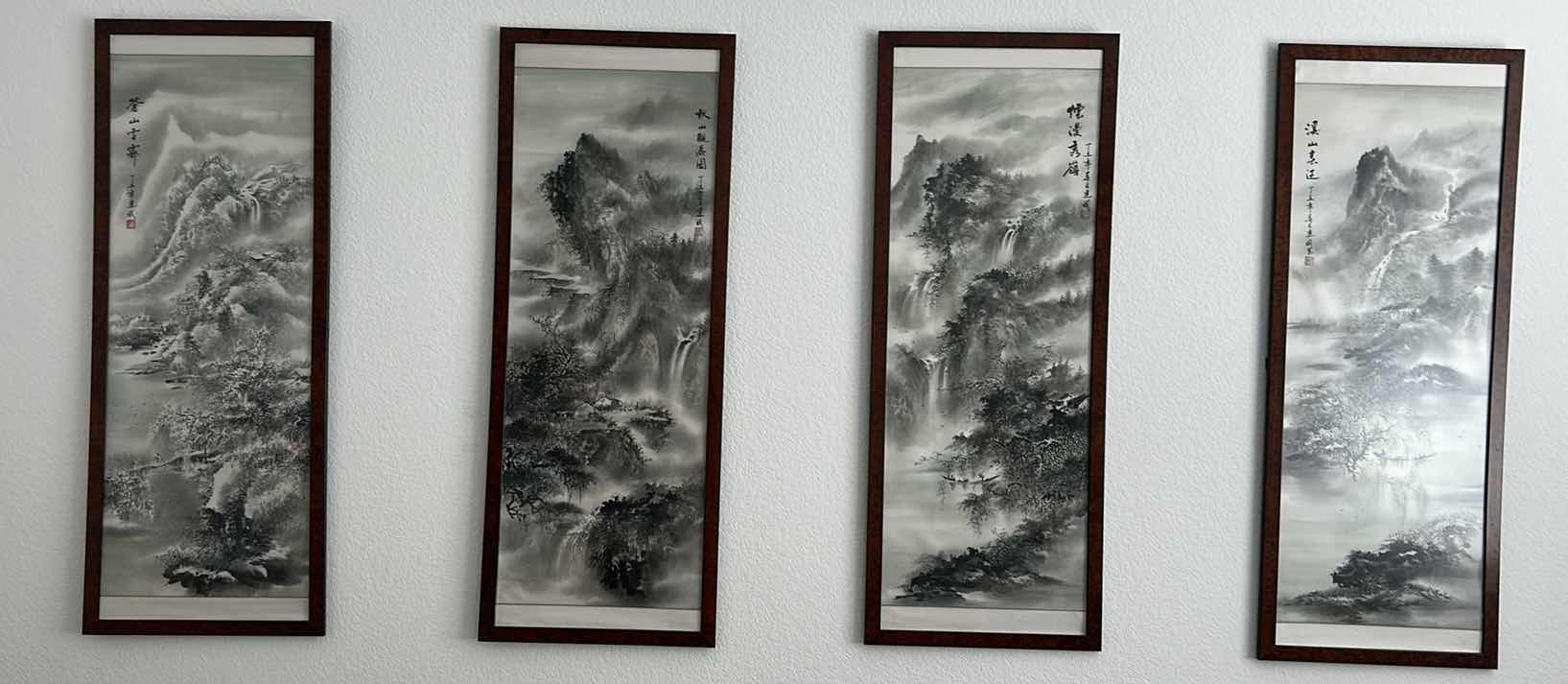 Photo 1 of 4 PANELS ASIAN ARTWORK FRAMED 17 1/2” x 46”
