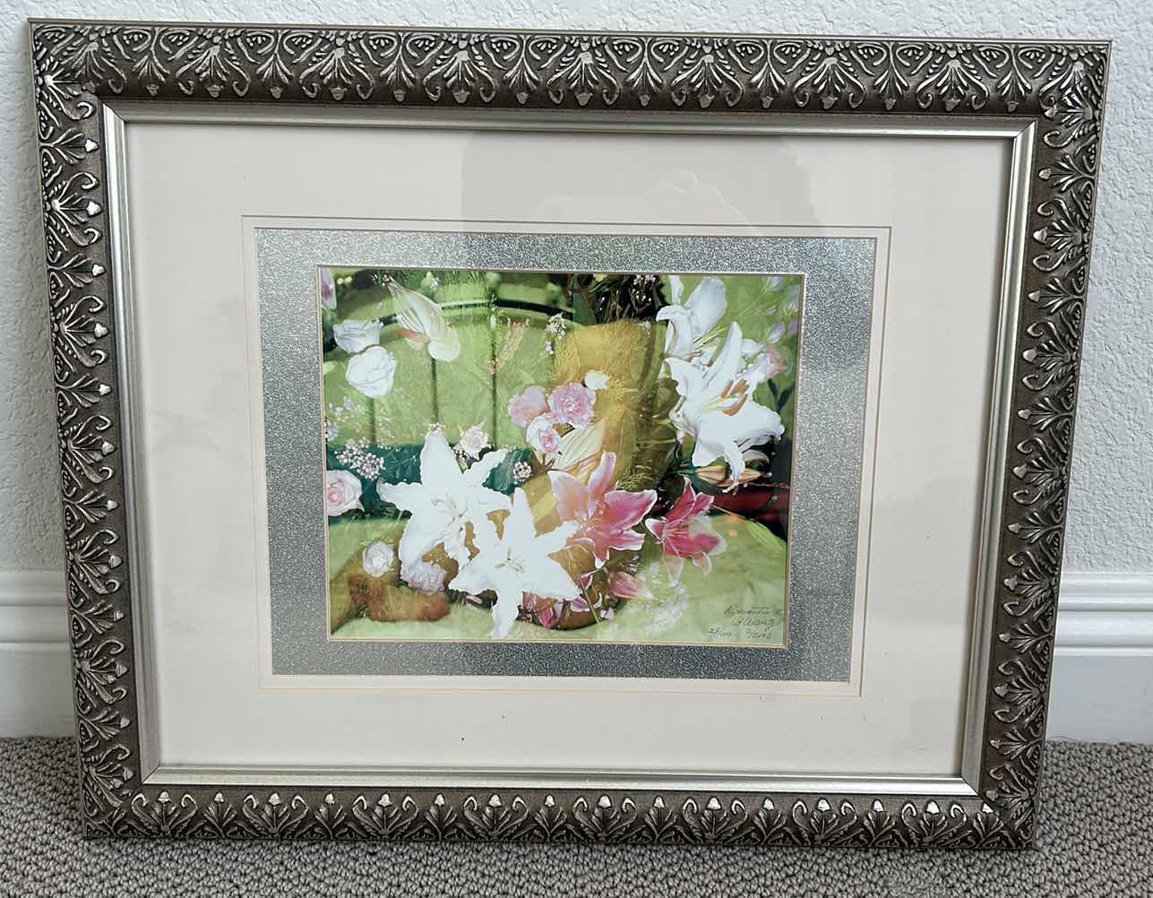 Photo 1 of SIGNED AND NUMBERED FLORAL ARTWORK FRAMED 21 1/2” x 18”