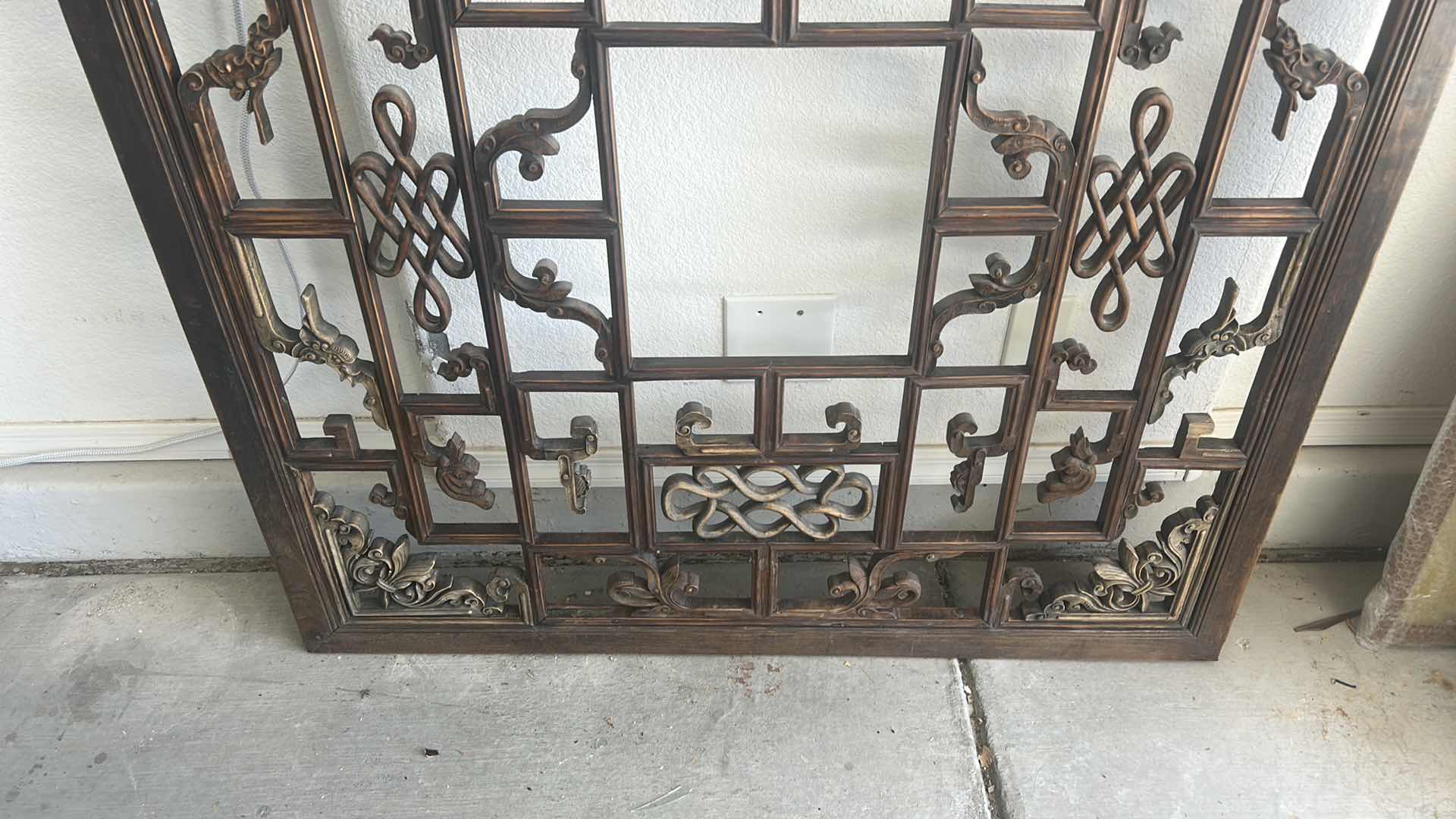 Photo 6 of ANTIQUE CHINESE CARVED WOOD WINDOW LATTICE PANEL 44 3/4 inch x 47.25”