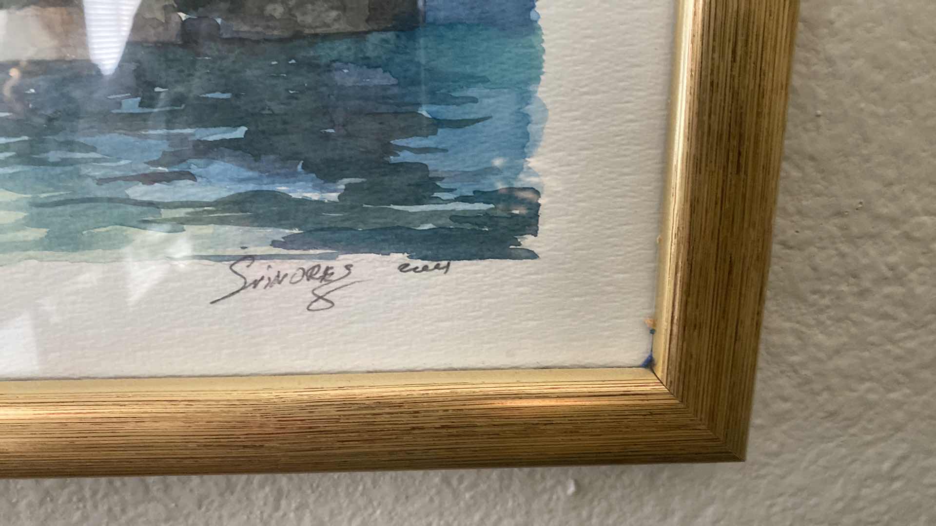 Photo 7 of 2 - FRAMED WATERCOLORS SEASIDE SIGNED ARTWORK 16 1/2” x 13”